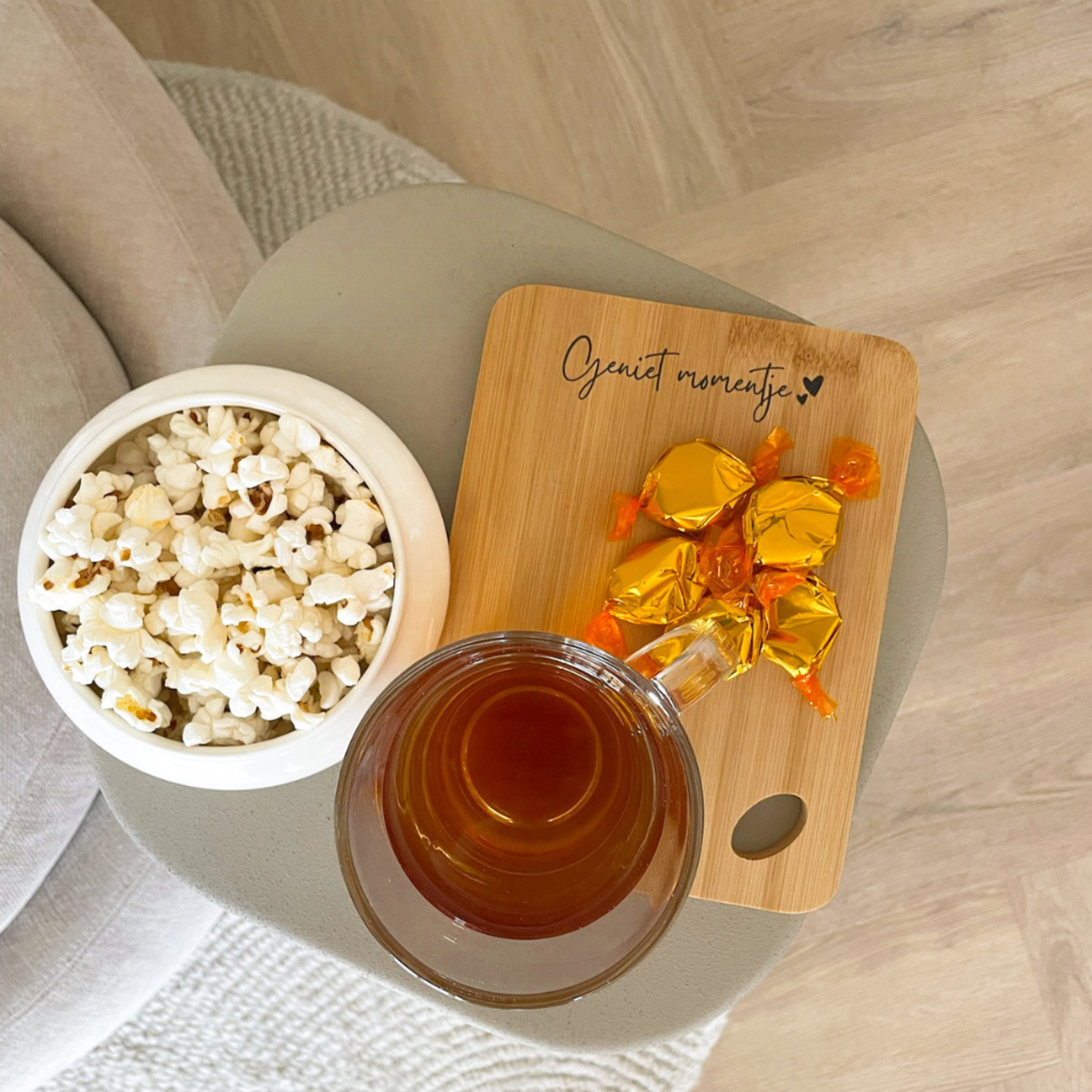 Diverse Merken 20 x 15 x 1 cm Bamboe serveerplankje Geniet momentje The Big Gifts 712