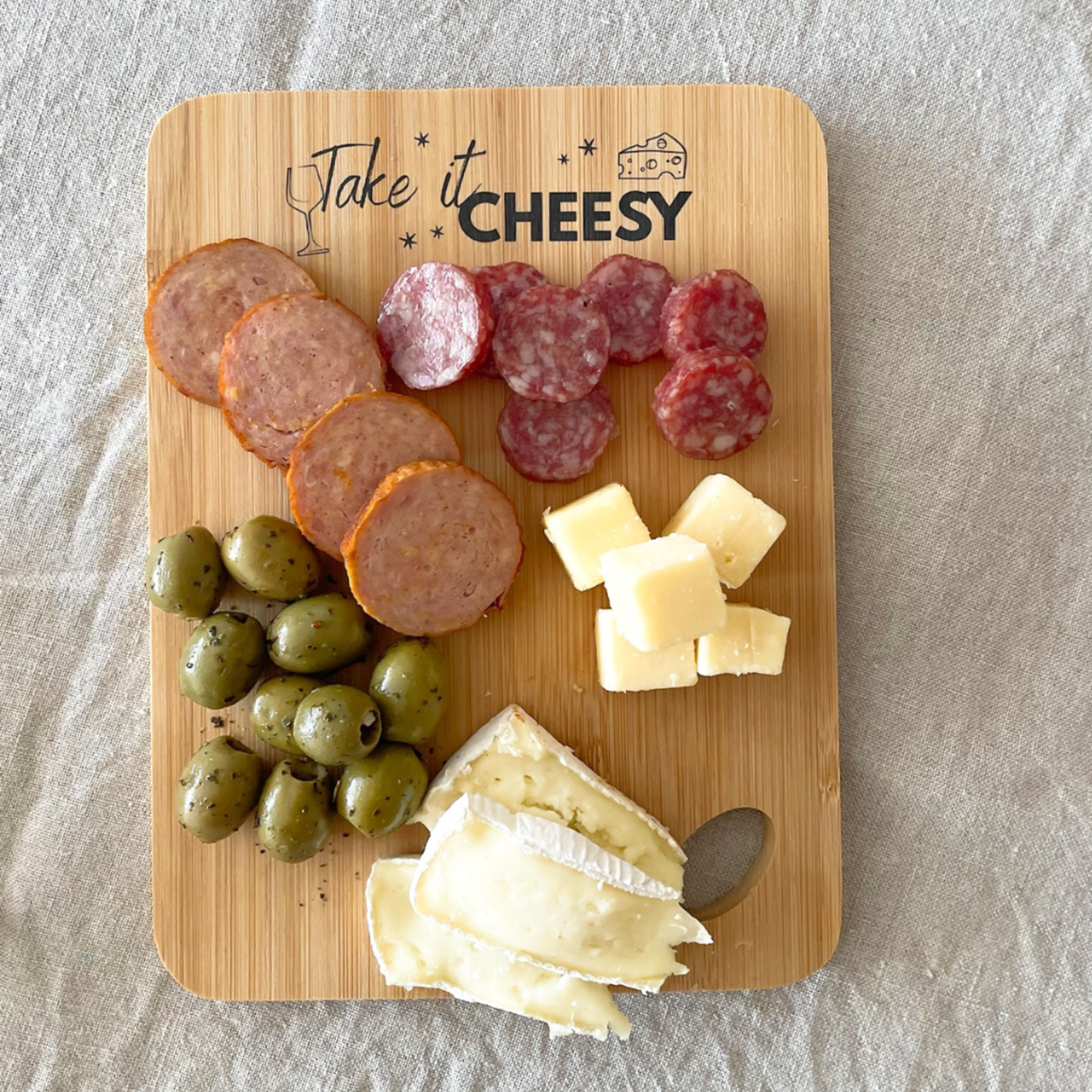 Diverse Merken 20 x 15 x 1 cm Bamboe serveerplankje Take it Cheesy The Big Gifts 713