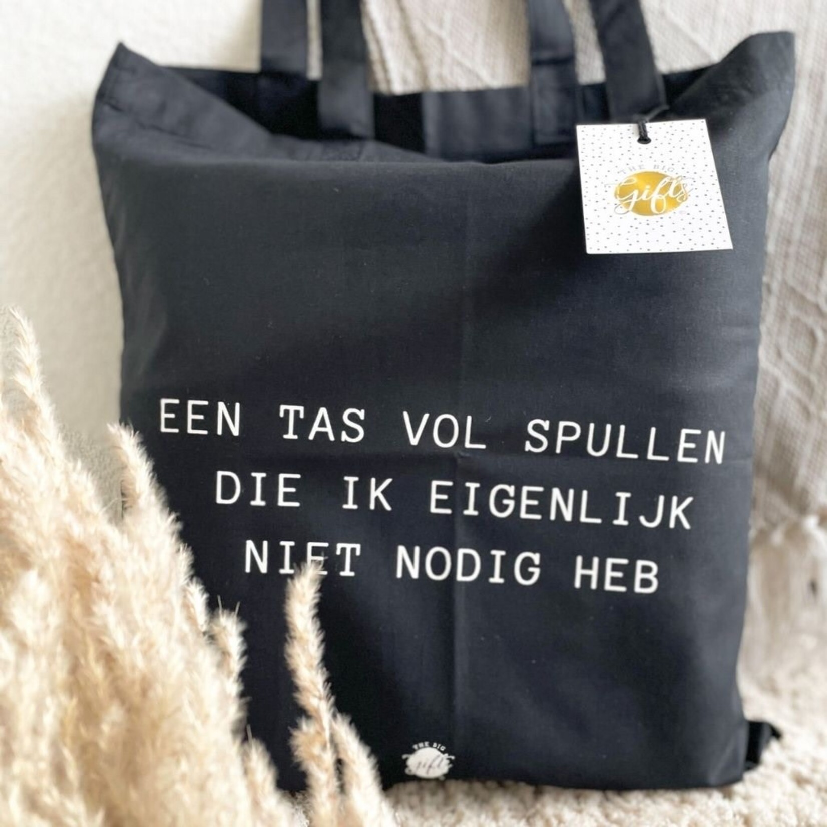 Diverse Merken lege Katoenen tas met tekst een tas vol spullen die ik eigenlijk niet nodig heb The Big Gifts 206