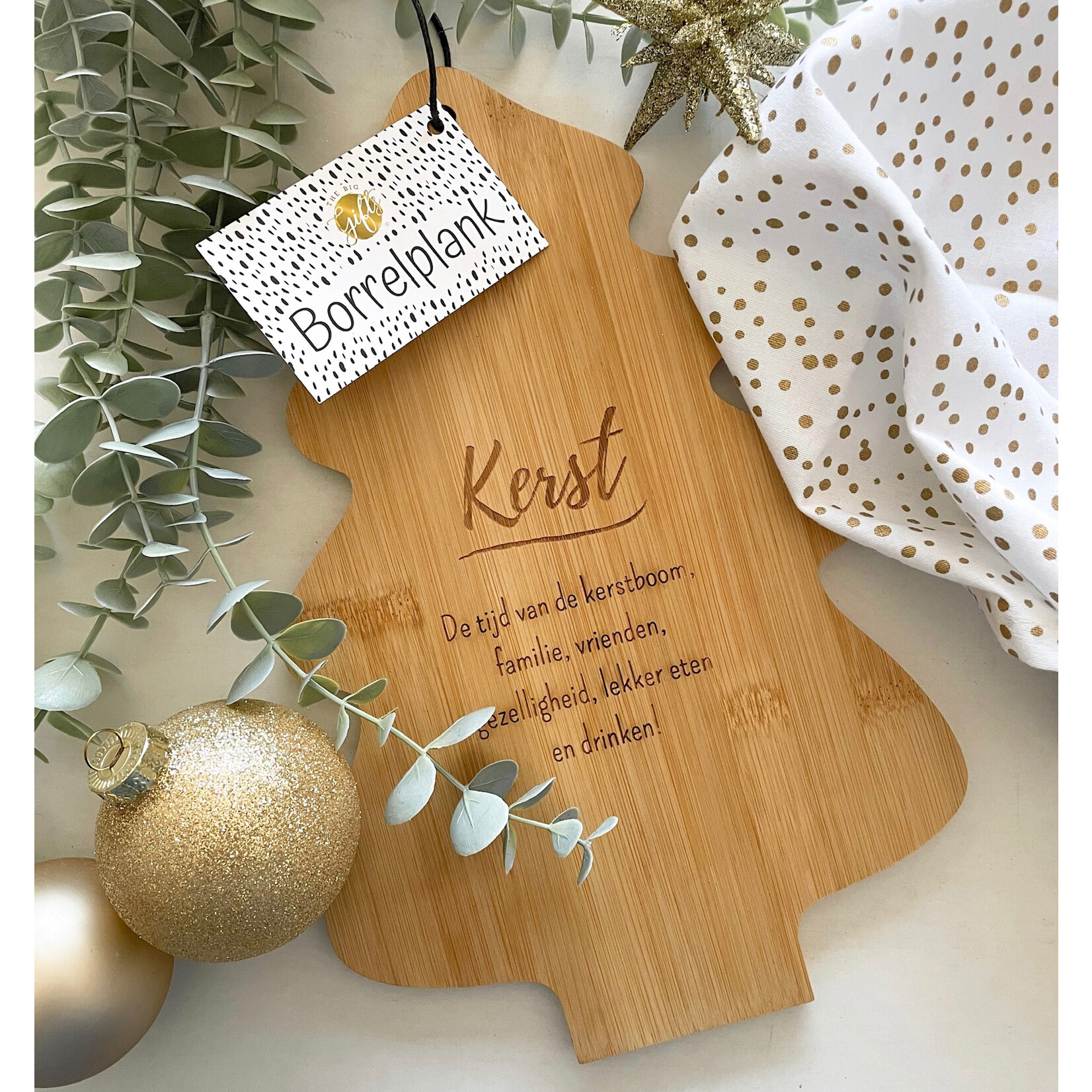 Diverse Merken Rubberwood kerstboom vormig serveerplankje The Big Gifts 335