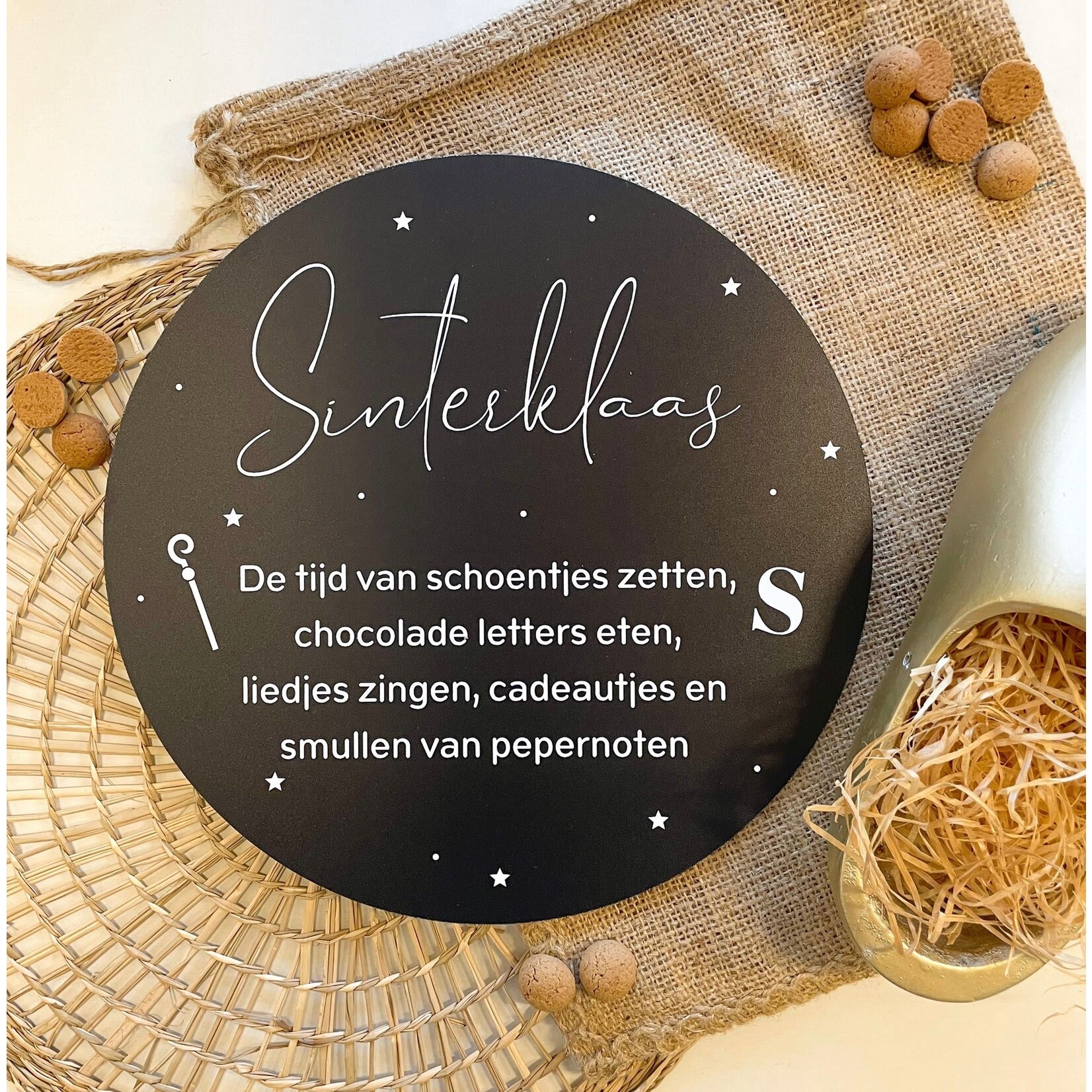 Diverse Merken 30 cm cirkel Sinterklaas de tijd van schoentjes zetten, chocolade letters eten, liedjes zingen.. 338