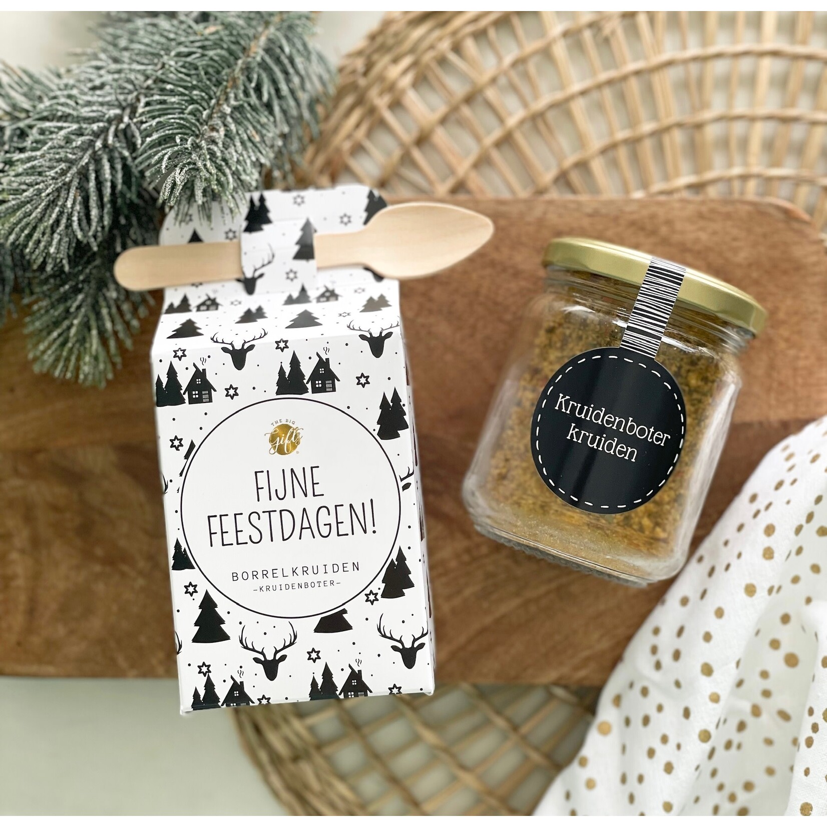 Diverse Merken Kruidenboter kruiden borrel kruiden Fijne feestdagen verpakking The Big Gifts 265
