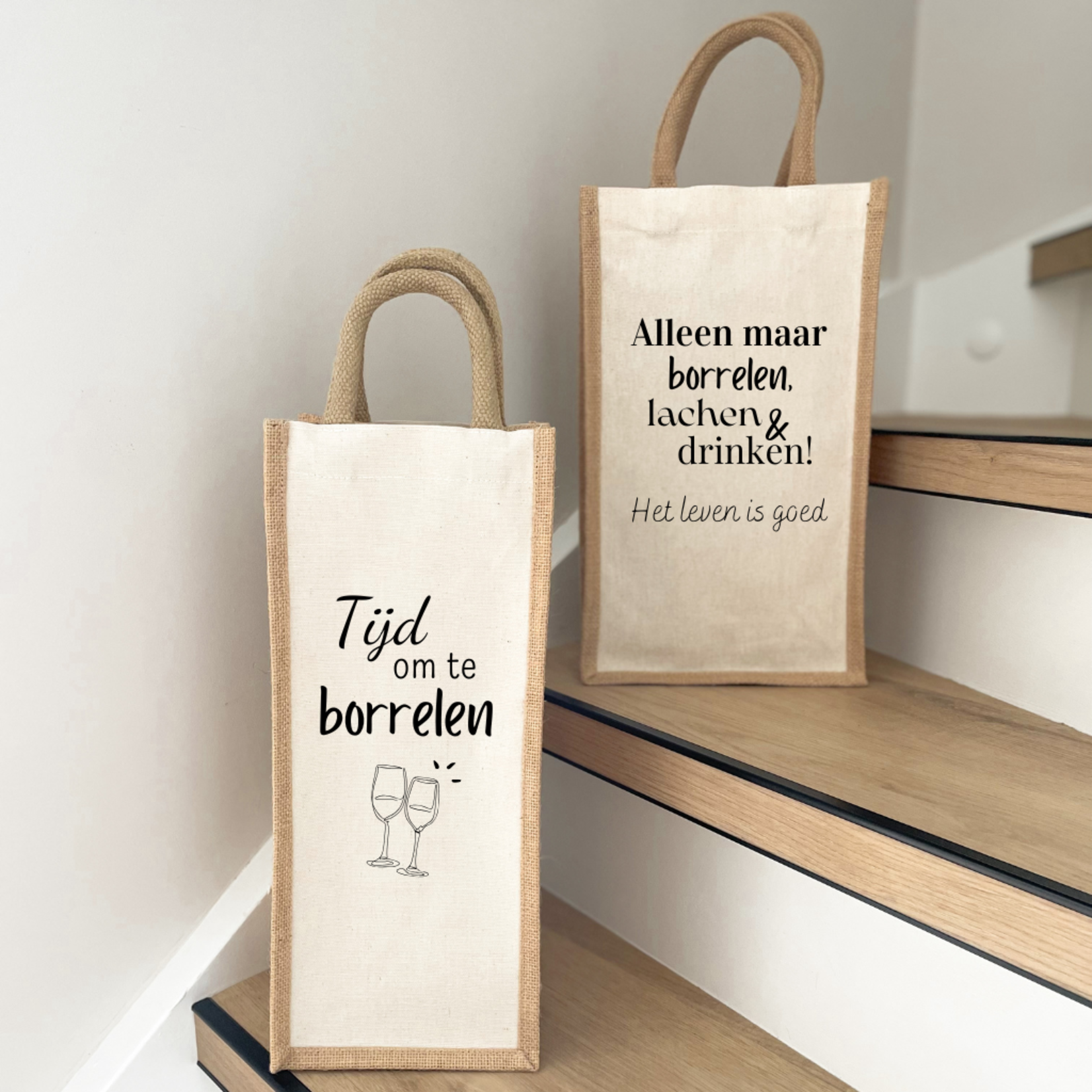 Diverse Merken Mooie duurzame tas, Dranktas Tijd om te borrelen The Big Gifts 704