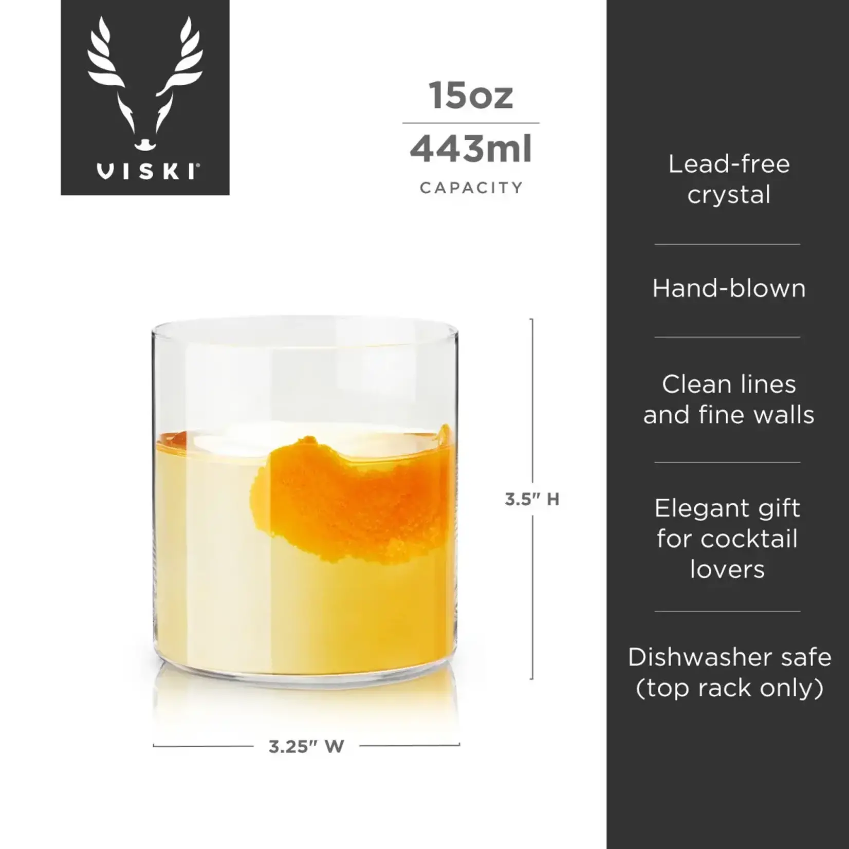Viski Viski Element tumblers set -2 handblown lead free crystal Viski super strakke glazen Viski