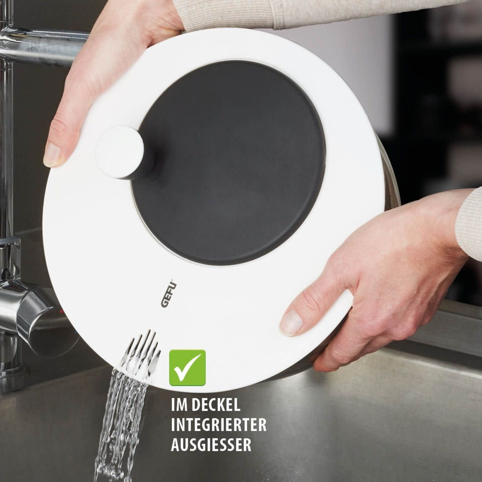 Gefu kunststof kruiden en Salade centrifuge sla zwierder Gefu Rotare saladespinner Gefu 28170