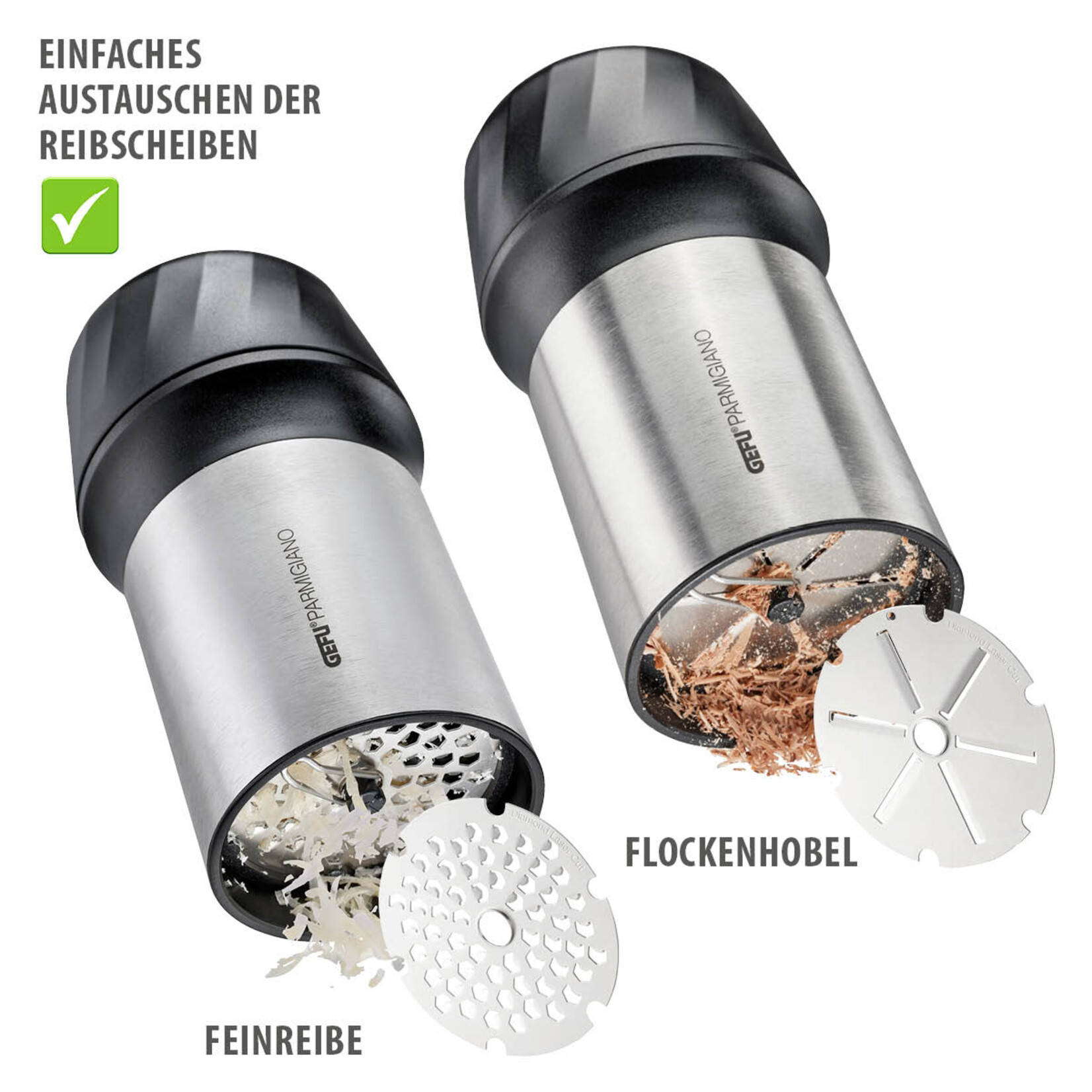 Gefu Vlokken flakes snijder en rasp Gefu Parmigiano fijne rasp en vlokken snijder Gefu 34680