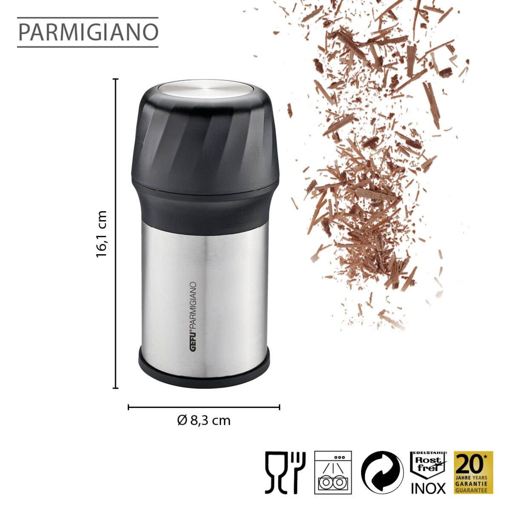 Gefu Vlokken flakes snijder en rasp Gefu Parmigiano fijne rasp en vlokken snijder Gefu 34680