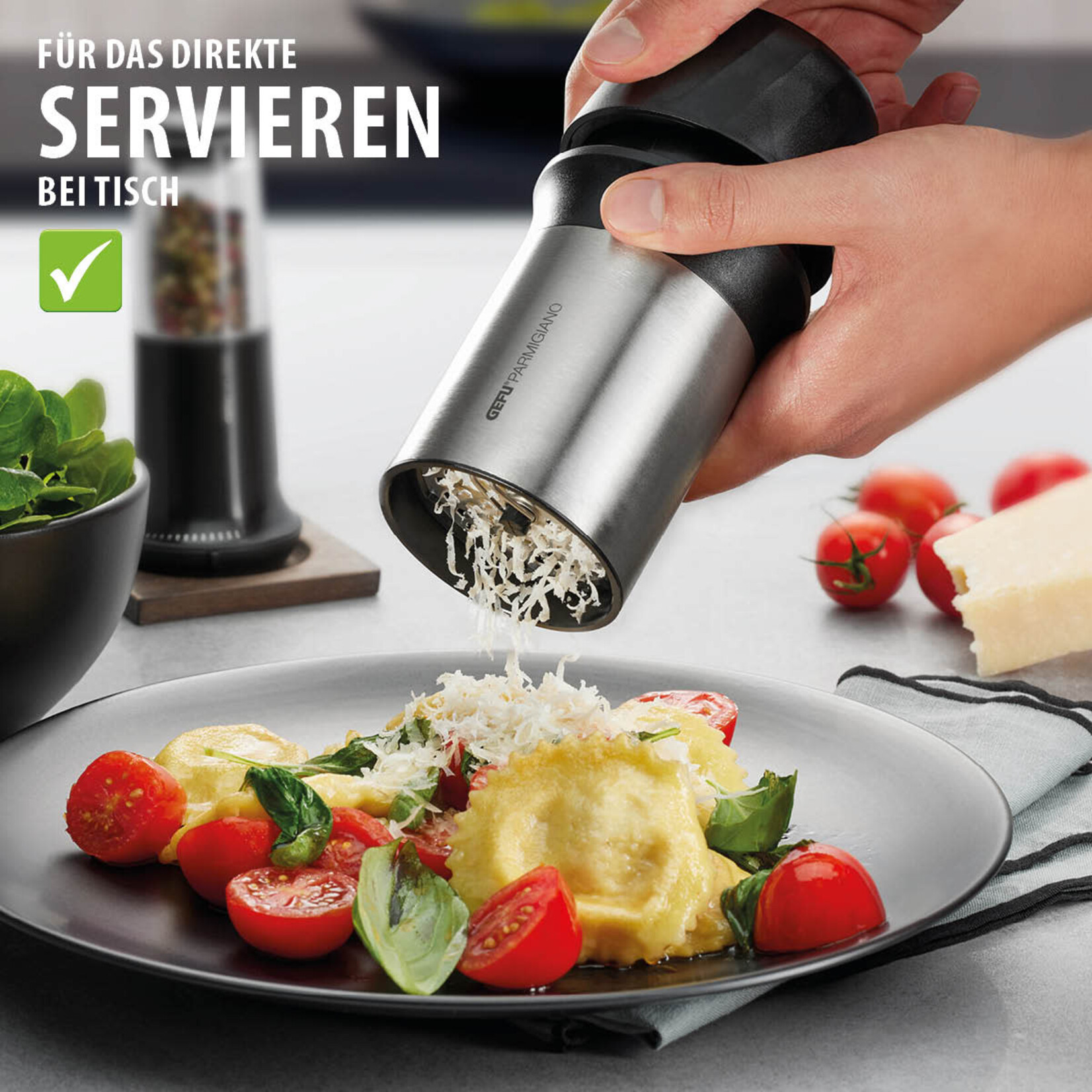 Gefu Vlokken flakes snijder en rasp Gefu Parmigiano fijne rasp en vlokken snijder Gefu 34680