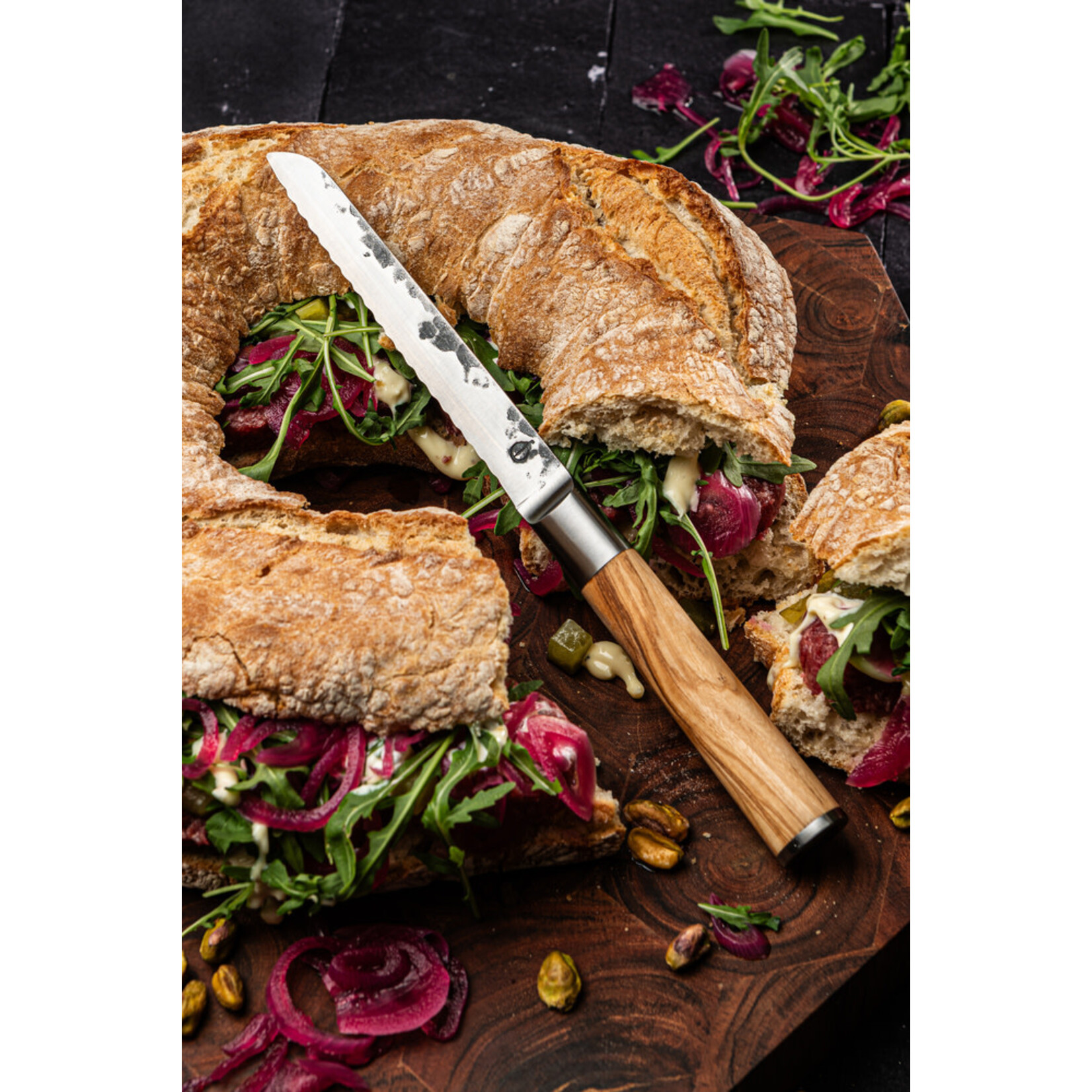 Forged gekarteld universeel mes Forged Olive universeel mes gekarteld Forged OliveUniSer