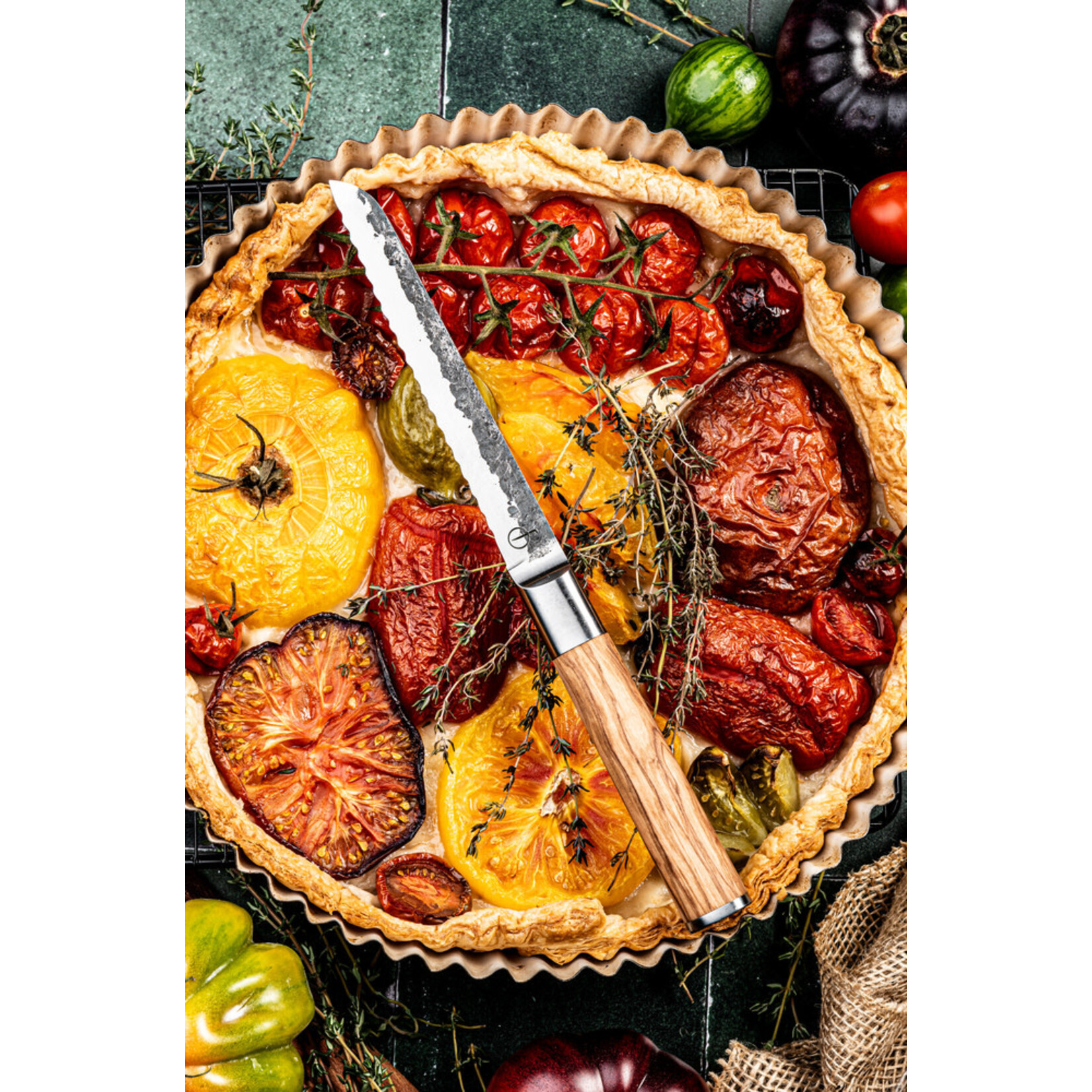 Forged gekarteld universeel mes Forged Olive universeel mes gekarteld Forged OliveUniSer