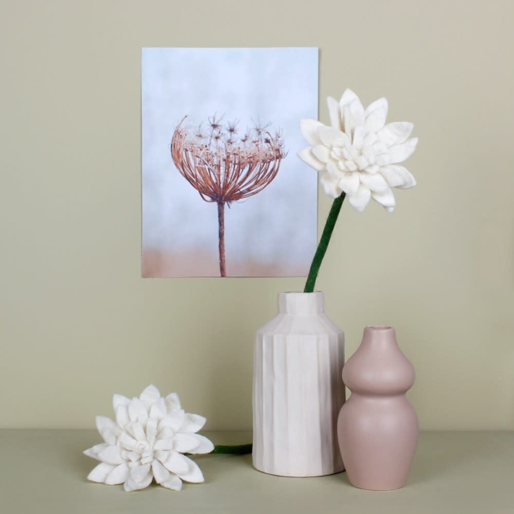 Fairmade Fairtrade voor Sjaal met Verhaal Sjaal met verhaal Bloem Gerbera Wit handmade fairmade in Nepal