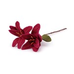 Fairmade Fairtrade Bloem Tak Lelie Burgundy steel met 2 bloemen handmade fairmade in Nepal