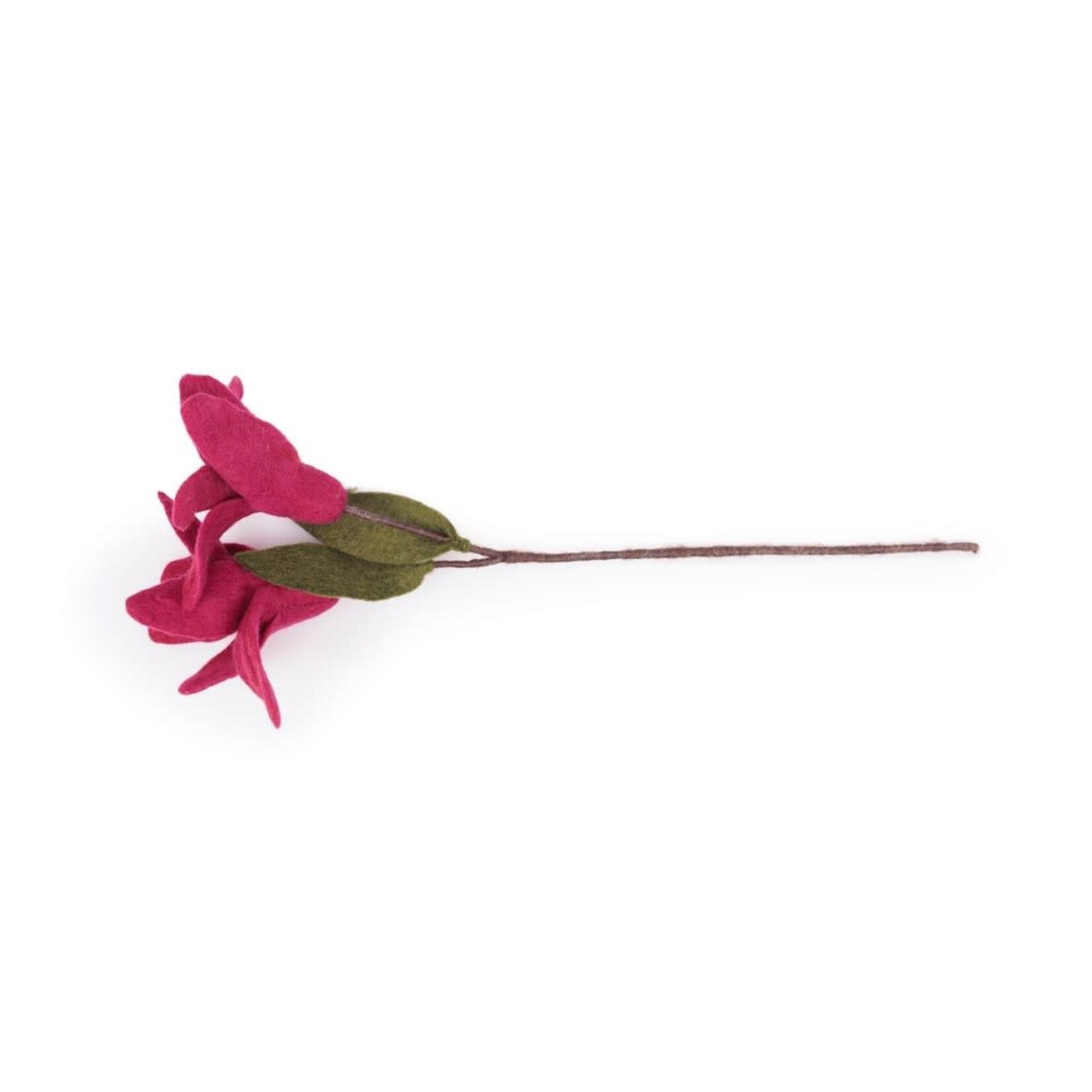 Fairmade Fairtrade Bloem Tak Lelie Burgundy steel met 2 bloemen handmade fairmade in Nepal