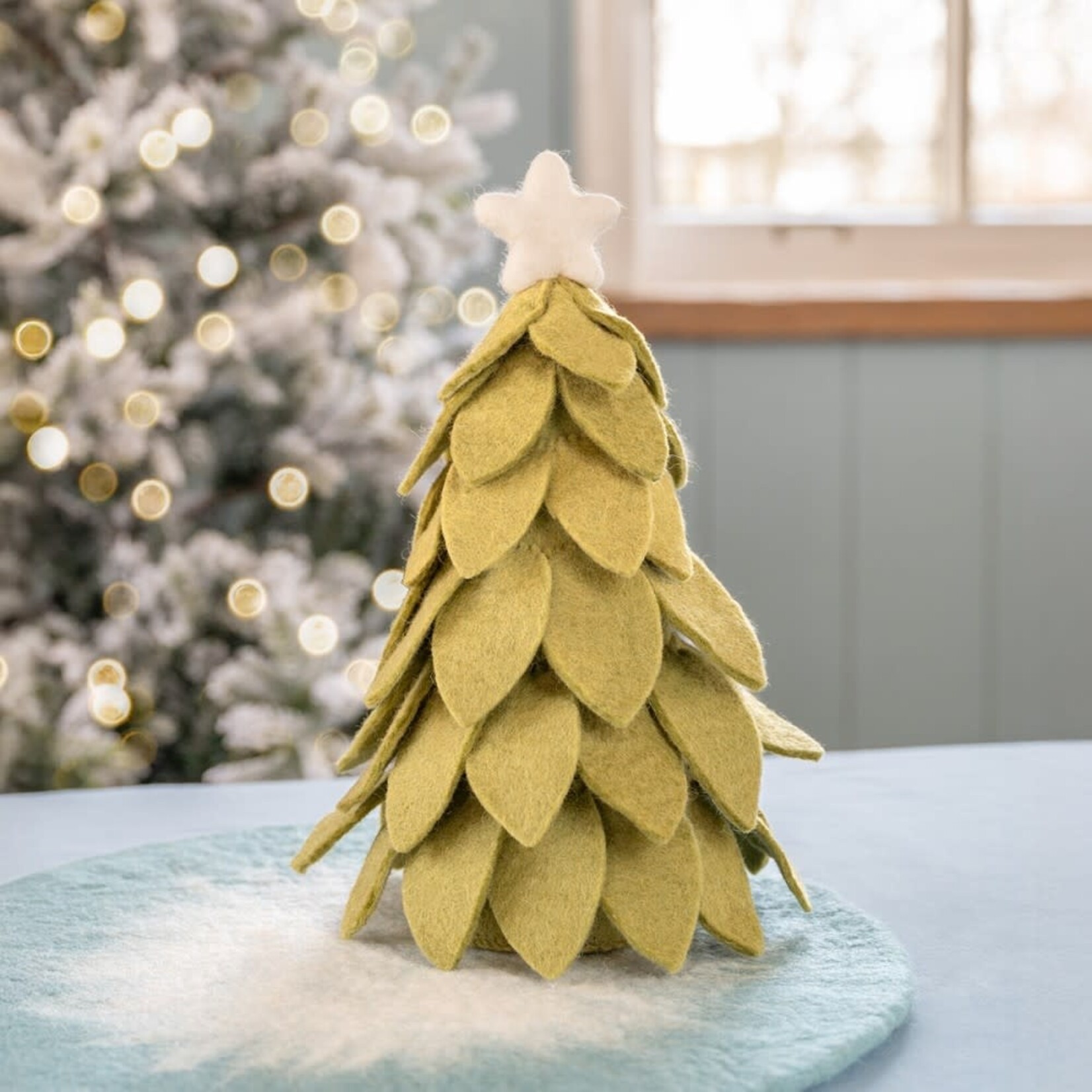 Sjaal met Verhaal Sjaal met verhaal Decoratie Kerstboom Lichtgroen Handmade Fairmade in Nepal