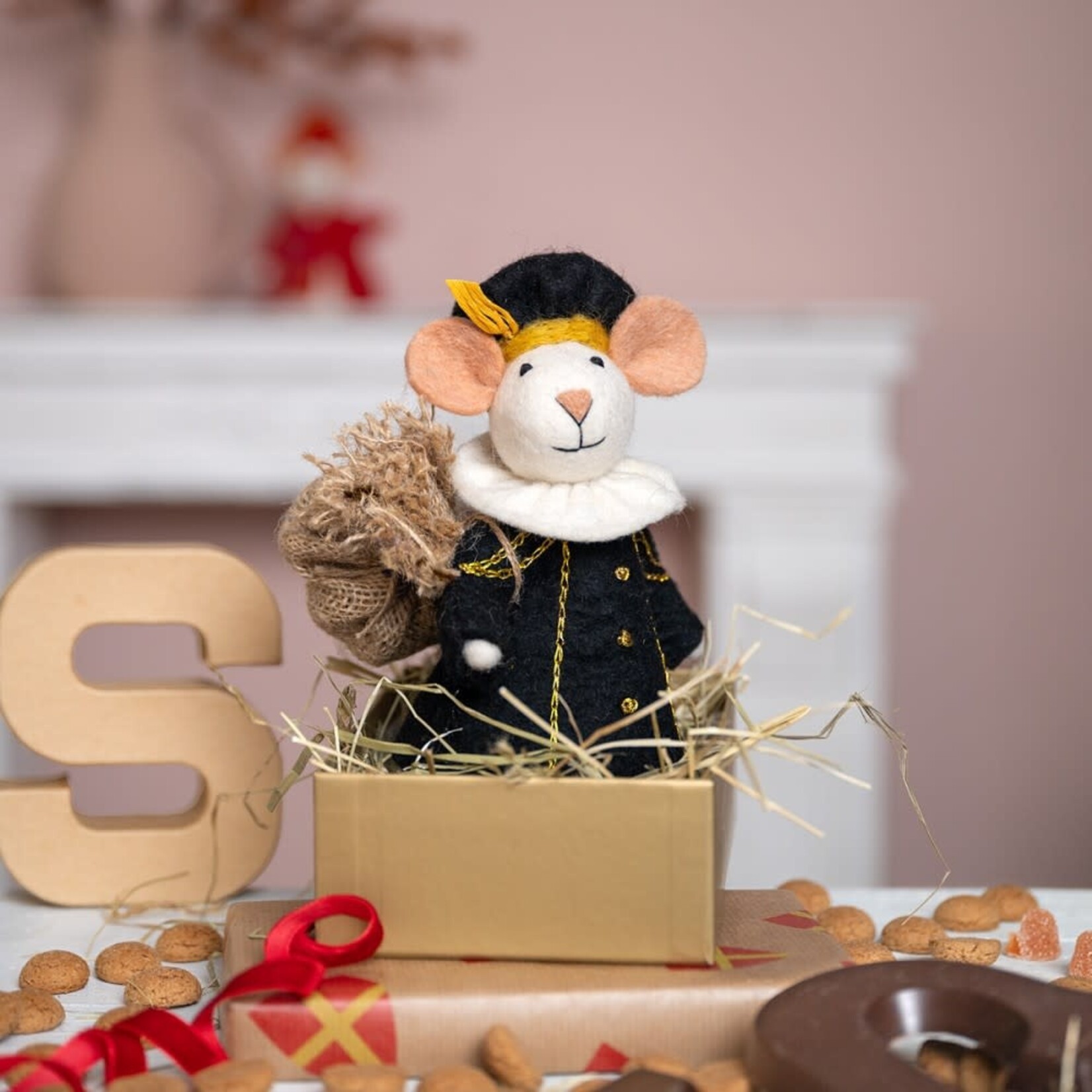 Fairmade Fairtrade Sint Decoratie muis Hoofdpiet Handmade Fairmade in Nepal