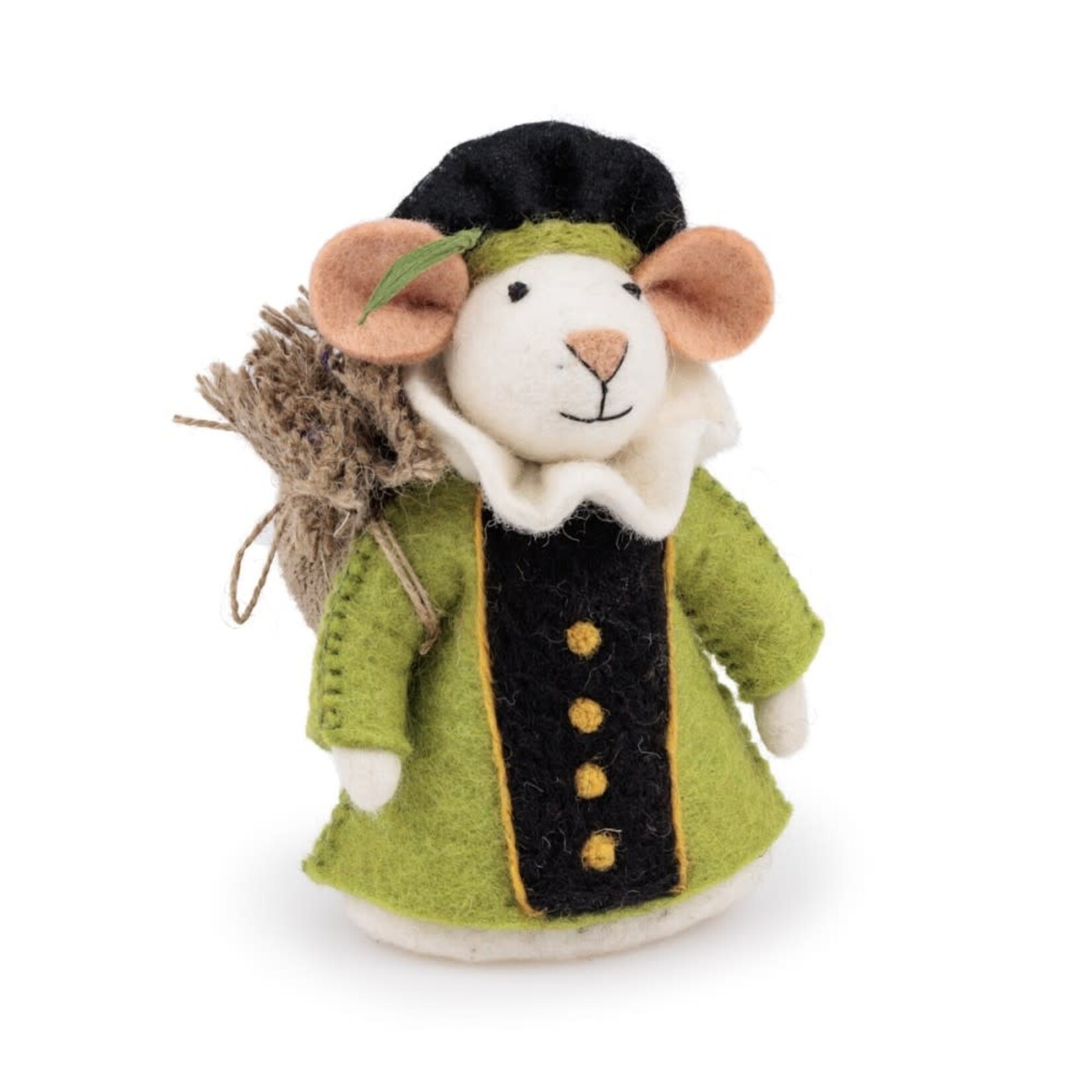 Fairmade Fairtrade Sint Decoratie muis Groen geklede piet 18 cm Handmade Fairmade in Nepal