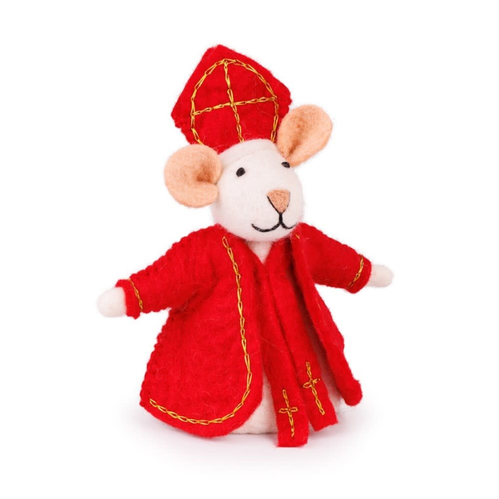 Fairmade Fairtrade Sjaal met Verhaal Sint Decoratie muis Sintermuis Sinterklaas 18 cm Handmade Fairmade in Nepal