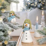 Fairmade Fairtrade Decoratie Sneeuwpop Winterwonderland ijsblauw 8x7x18 cm Handmade Fairmade in Nepal