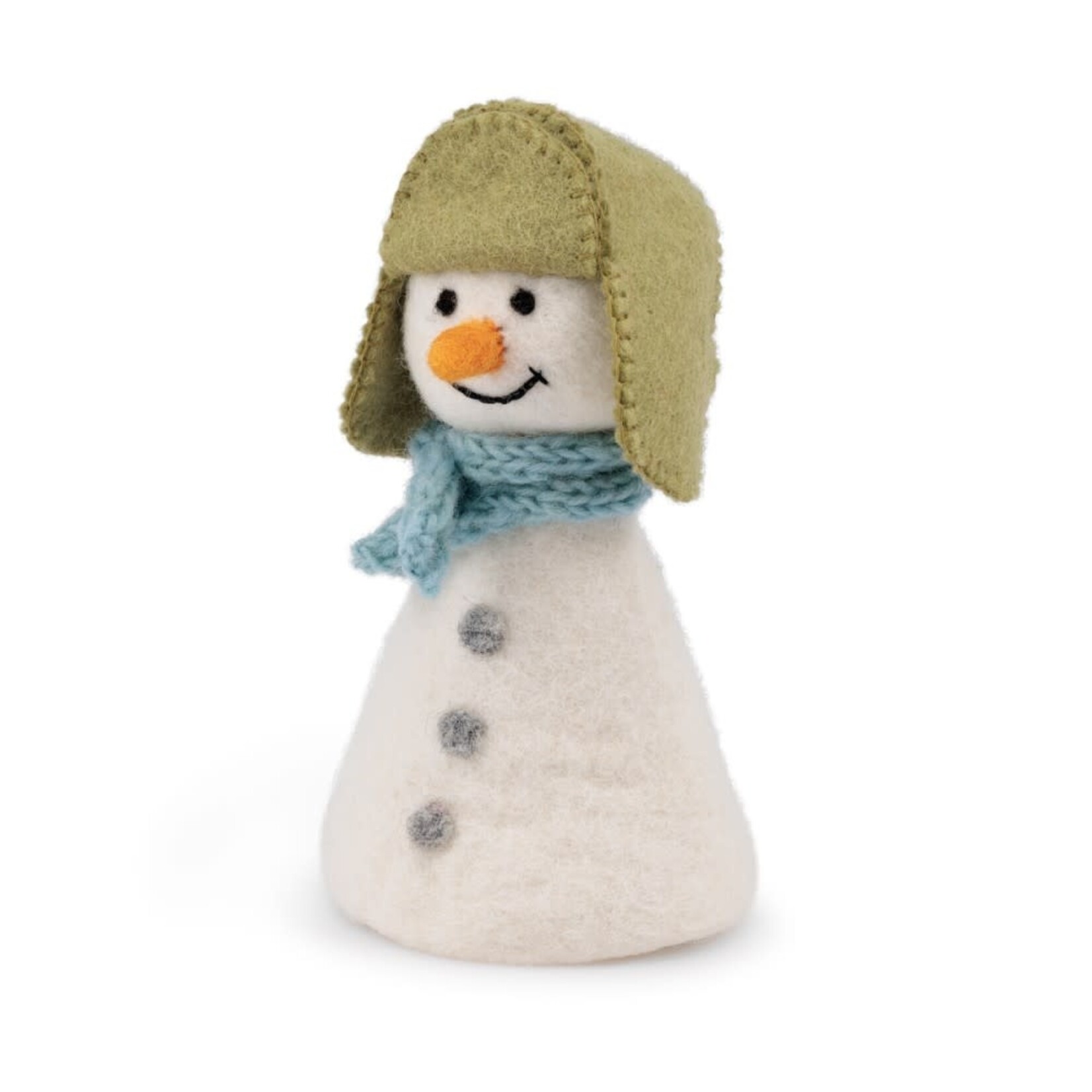 Fairmade Fairtrade Decoratie Sneeuwpop Winterwonderland ijsblauw 8x7x18 cm Handmade Fairmade in Nepal