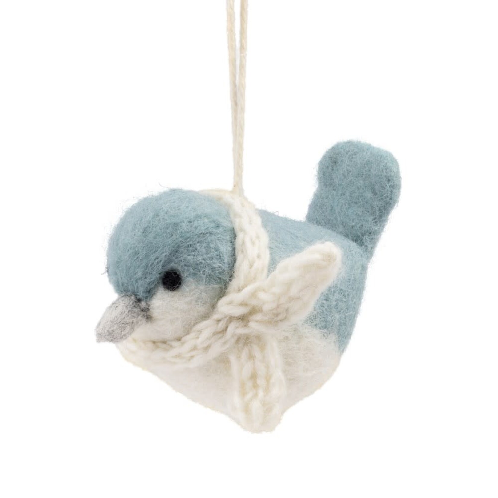 Sjaal met Verhaal Sjaal met verhaal Hanger Vogeltje ijsblauw Fairmade Fairtrade handgemaakt in Nepal