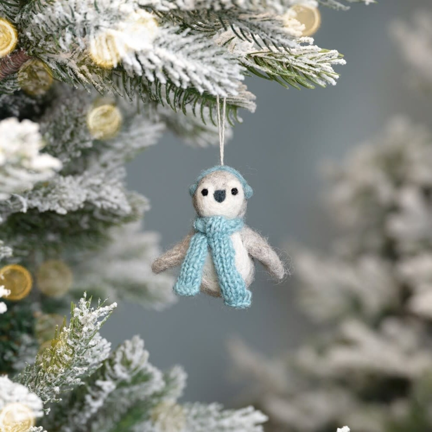 Fairmade Fairtrade voor Sjaal met Verhaal Hanger Pinguin ijsblauw  Fairmade Fairtrade handgemaakt in Nepal