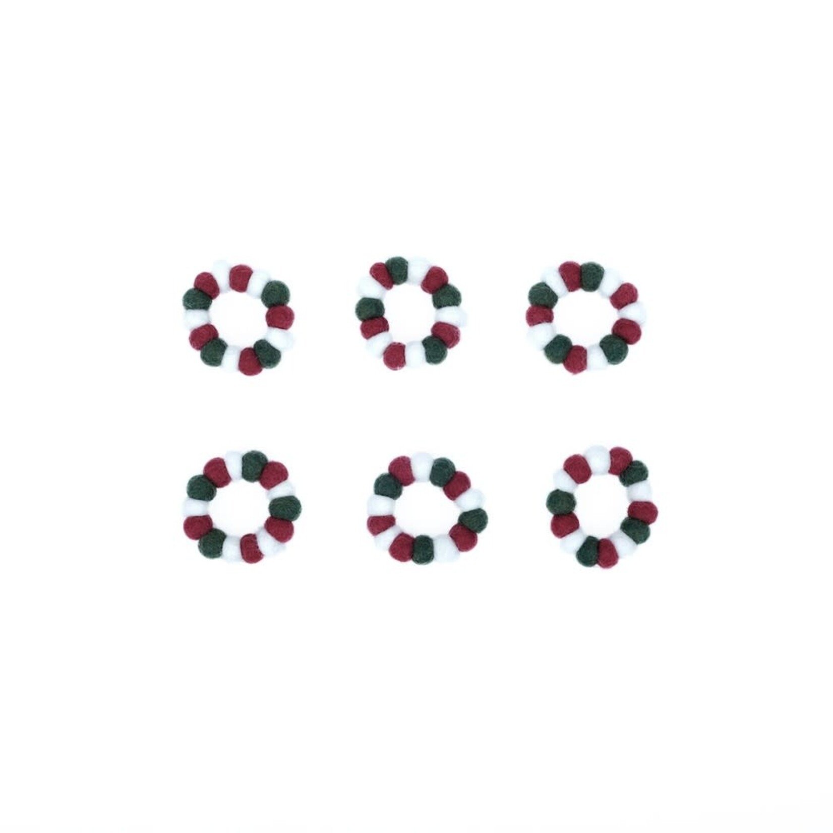 Fairmade Fairtrade KERST: Servetring Viltballetjes Holly Berry 6 stuks als set Sjaal met Verhaal