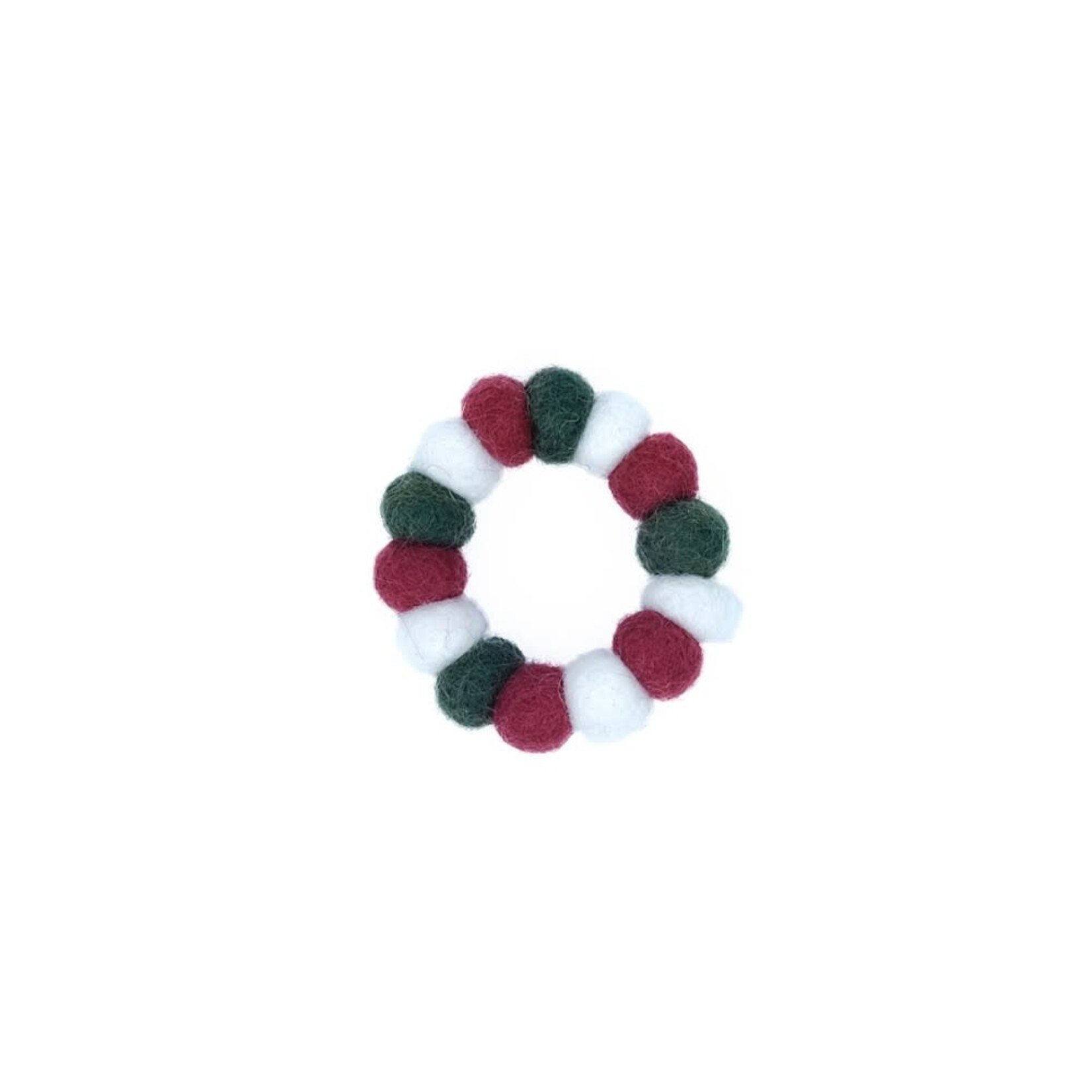 Fairmade Fairtrade KERST: Servetring Viltballetjes Holly Berry 6 stuks als set Sjaal met Verhaal