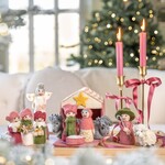 Sjaal met Verhaal Sjaal met Verhaal Kerststal Cyclaam oudroze met 11 kerstfiguren, Fairmade Fairtrade handgemaakt