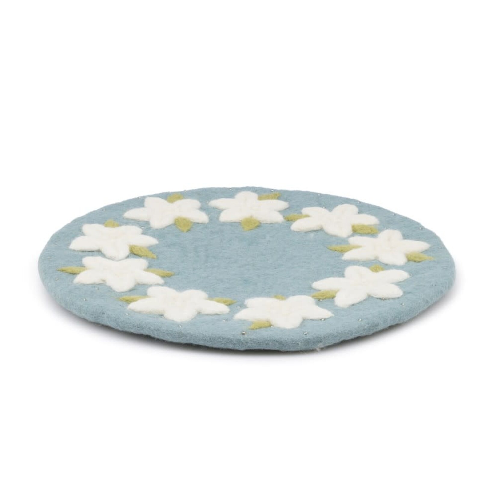 Sjaal met Verhaal Sjaal met Verhaal 35 cm onderzetter placemat ijsblauw Kerstster