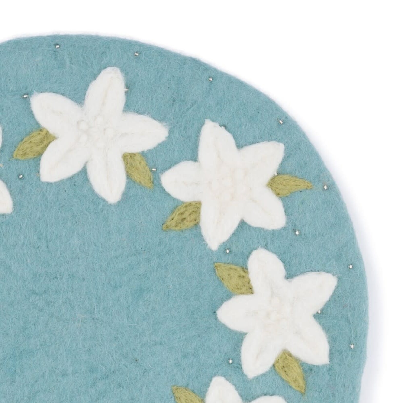 Fairmade Fairtrade Sjaal met Verhaal 35 cm onderzetter placemat ijsblauw Kerstster