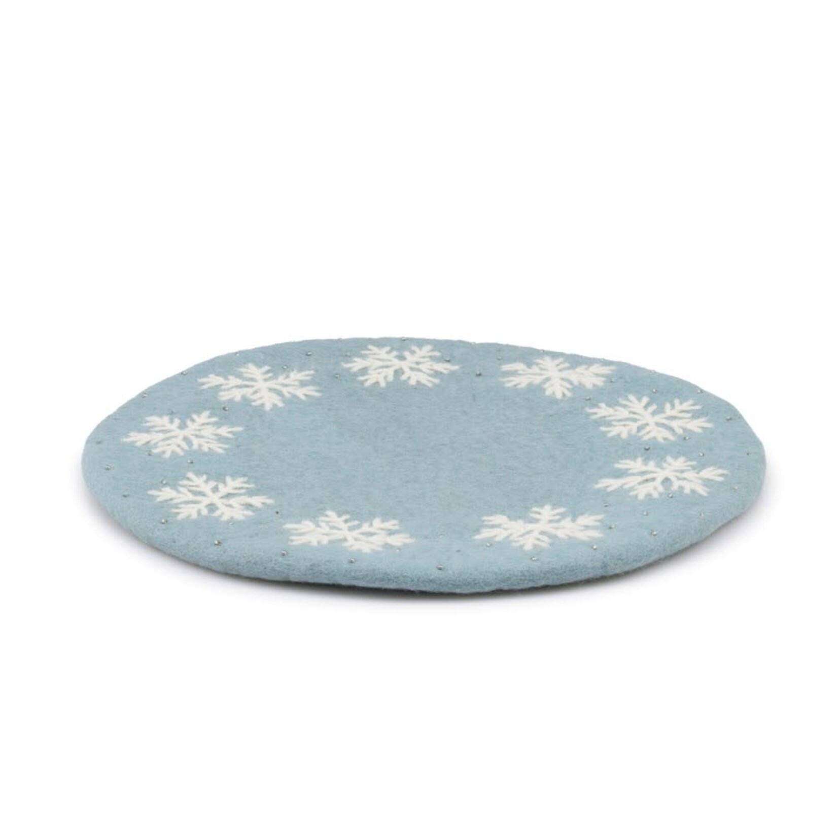 Fairmade Fairtrade Sjaal met Verhaal 35 cm onderzetter placemat ijsblauw Sneeuwvlok