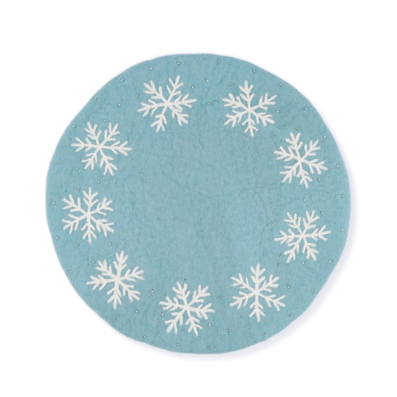 Fairmade Fairtrade Sjaal met Verhaal 35 cm onderzetter placemat ijsblauw Sneeuwvlok