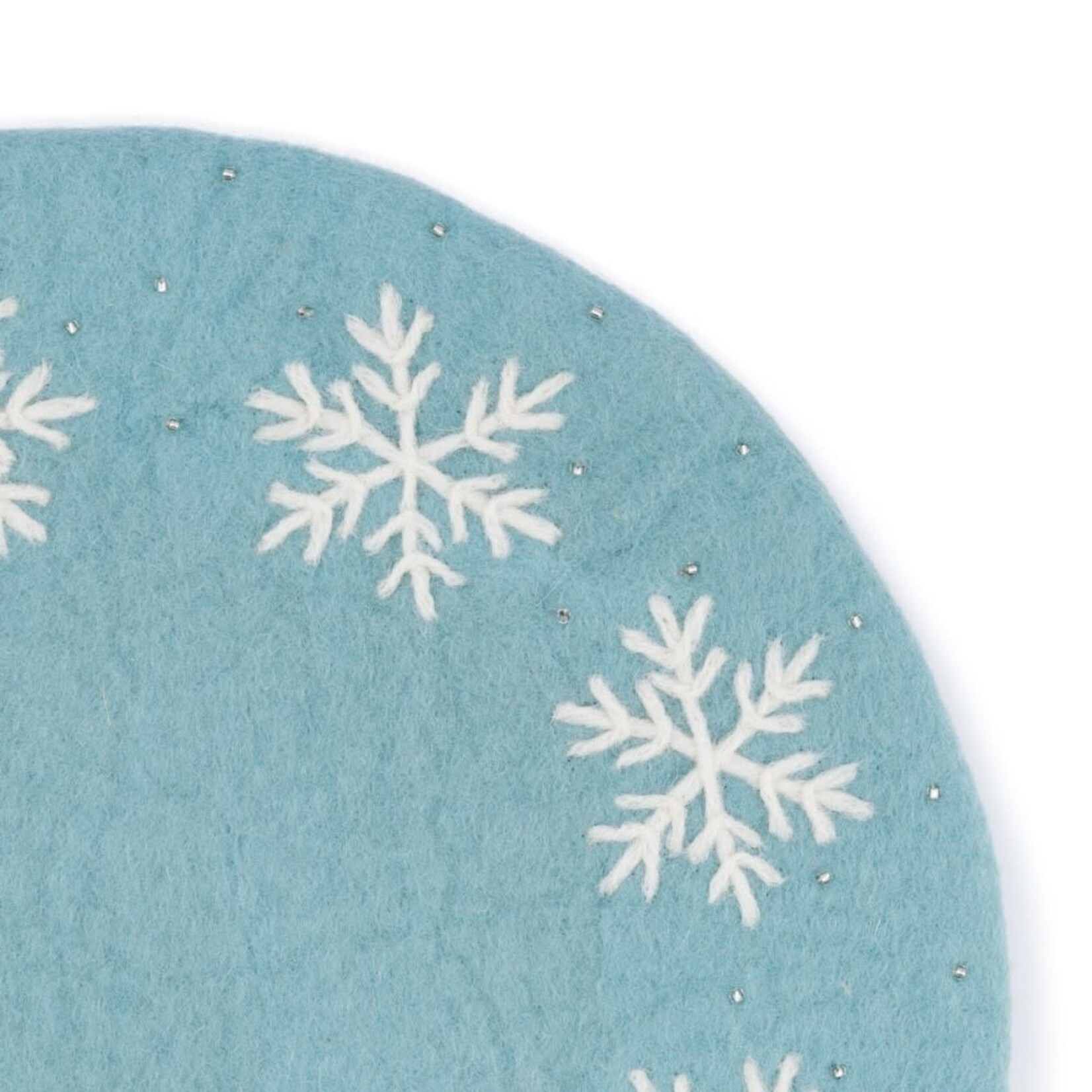 Fairmade Fairtrade Sjaal met Verhaal 35 cm onderzetter placemat ijsblauw Sneeuwvlok