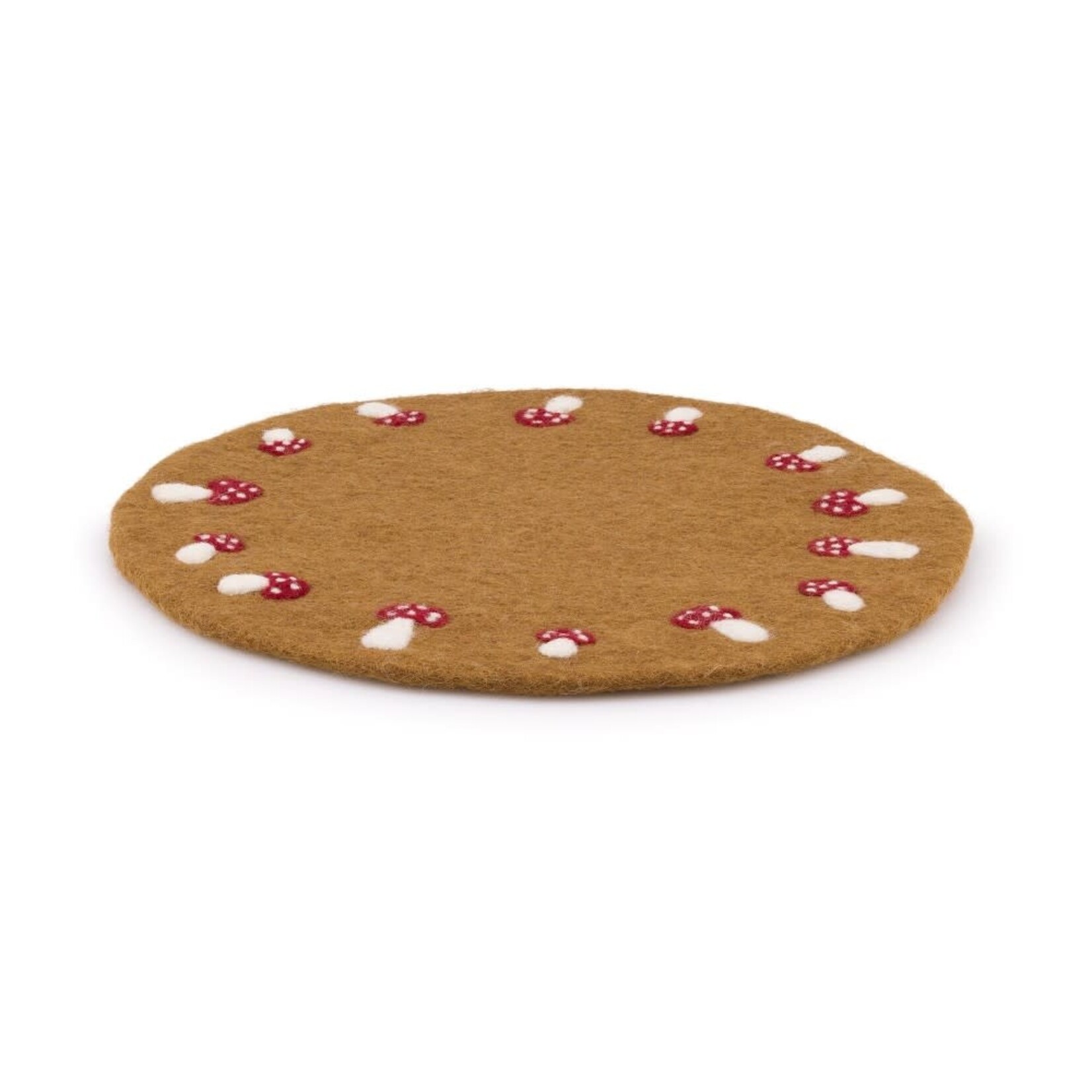 Fairmade Fairtrade Sjaal met Verhaal 35 cm onderzetter placemat paddenstoelen bruin