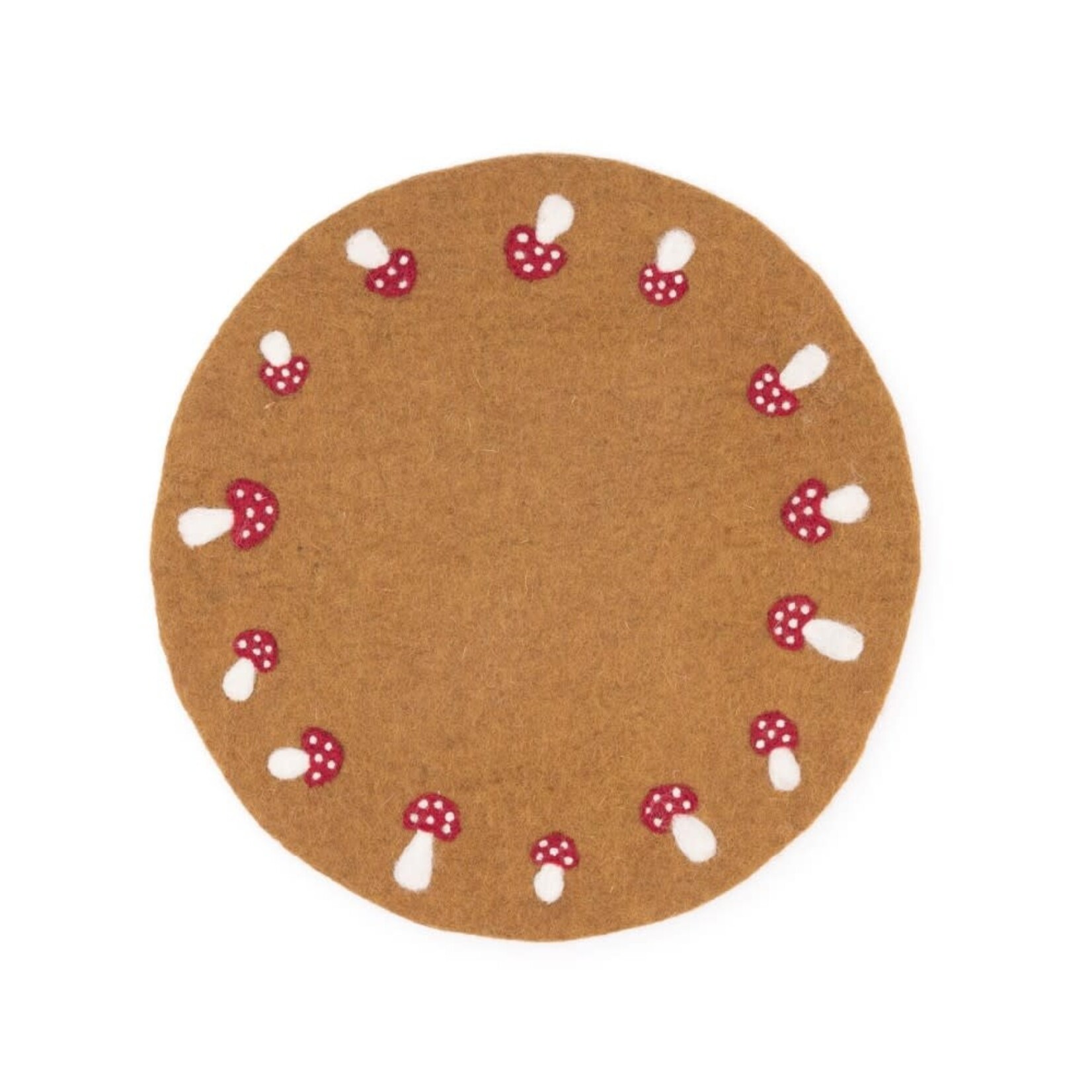 Fairmade Fairtrade Sjaal met Verhaal 35 cm onderzetter placemat paddenstoelen bruin