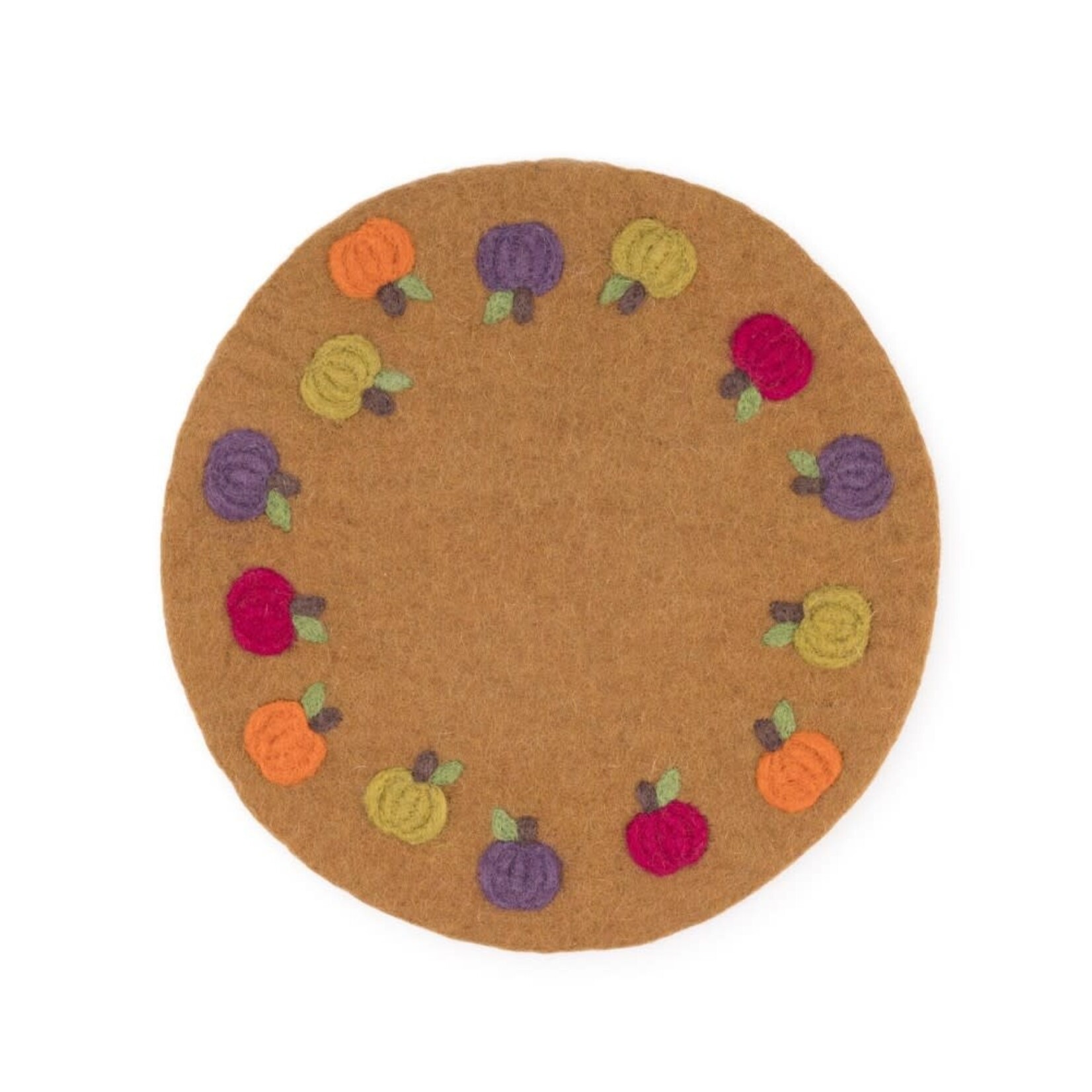 Fairmade Fairtrade Sjaal met Verhaal 35 cm onderzetter placemat pompoentjes bruin