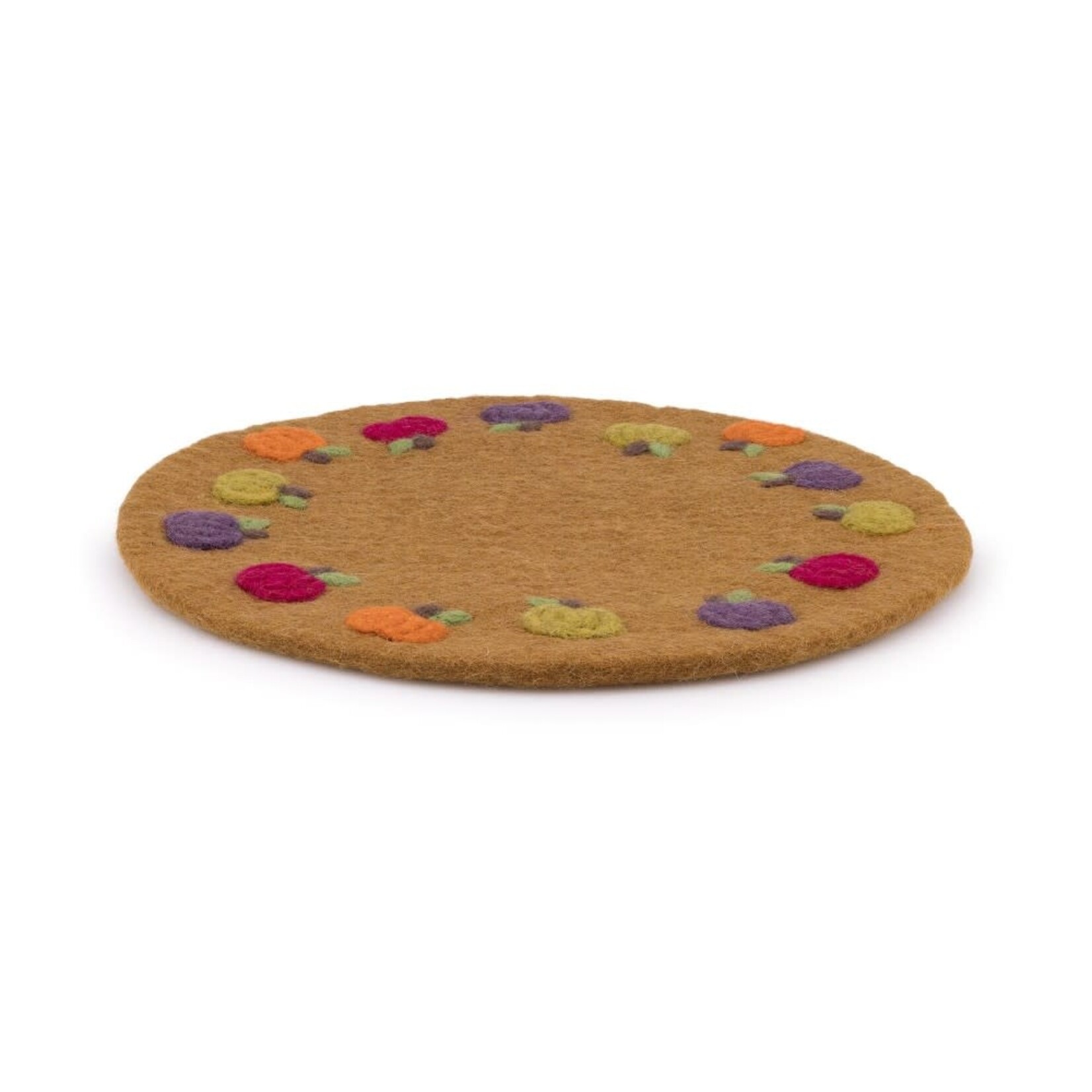 Fairmade Fairtrade Sjaal met Verhaal 35 cm onderzetter placemat pompoentjes bruin