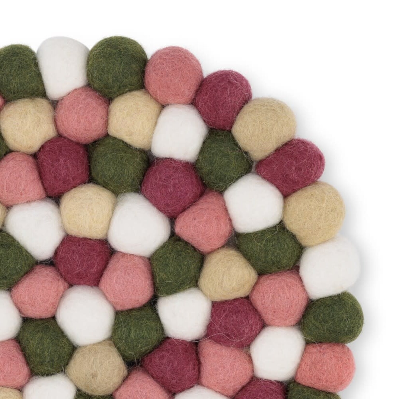 Fairmade Fairtrade Sjaal met Verhaal 20 cm onderzetter rond viltbolletjes Mistletoe Dreams