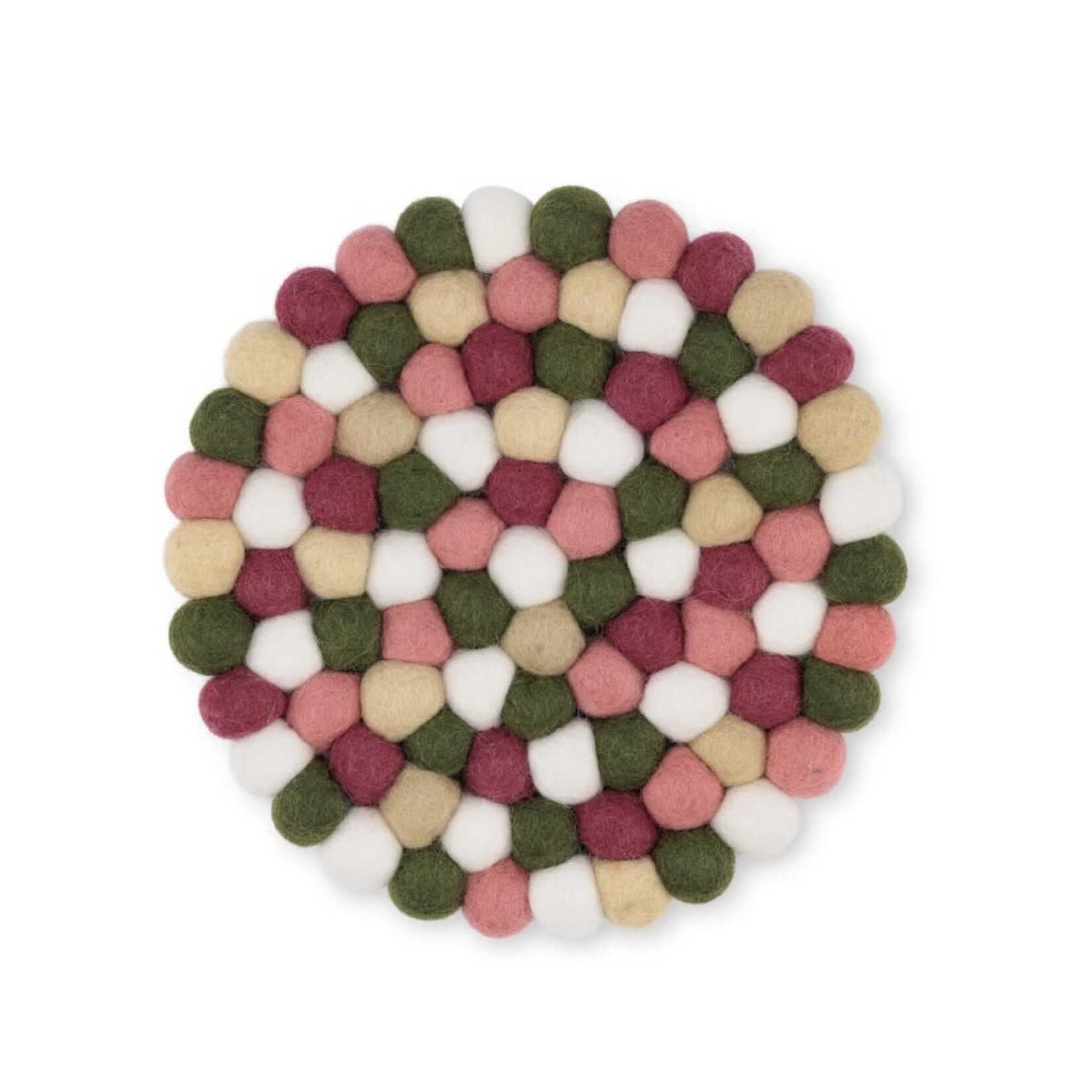 Fairmade Fairtrade Sjaal met Verhaal 20 cm onderzetter rond viltbolletjes Mistletoe Dreams