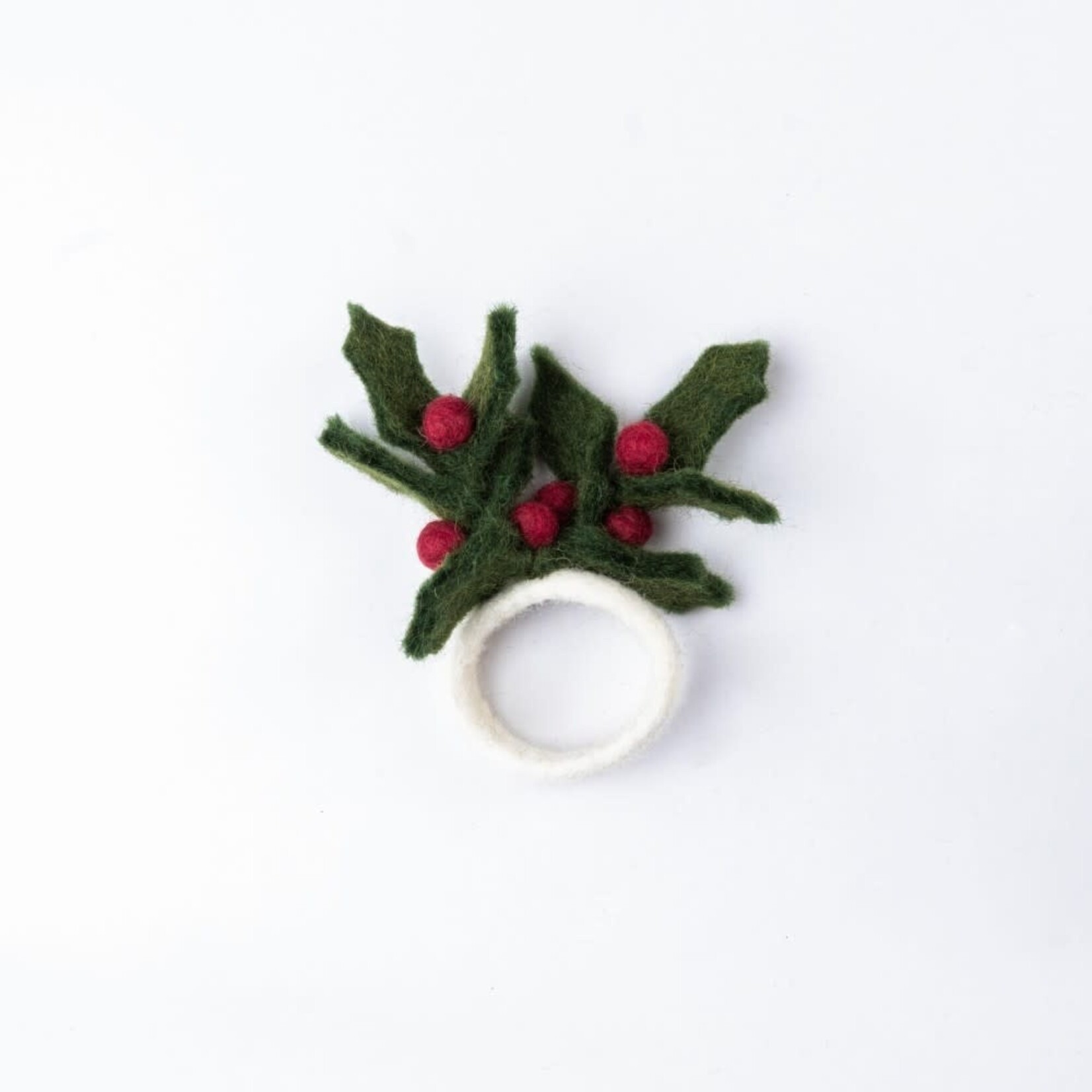 Fairmade Fairtrade Sjaal met Verhaal Servet ring Holly Berry per stuk vilten servetring
