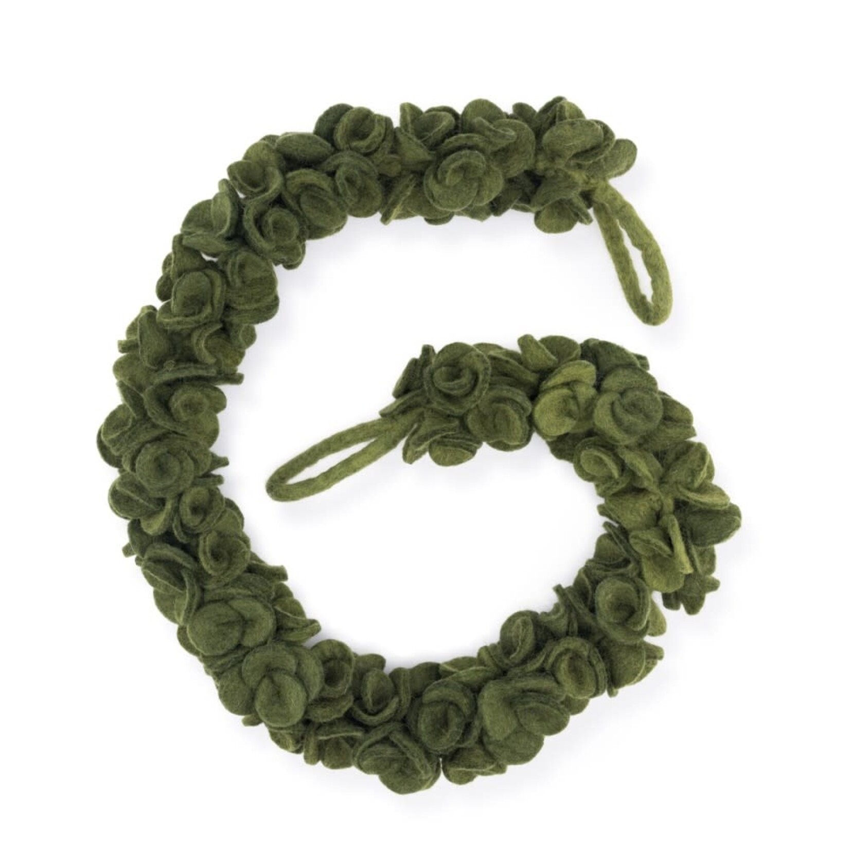 Fairmade Fairtrade voor Sjaal met Verhaal Sjaal met Verhaal 130 cm Vilt Slinger Guirlande Eucalyptus Donkergroen