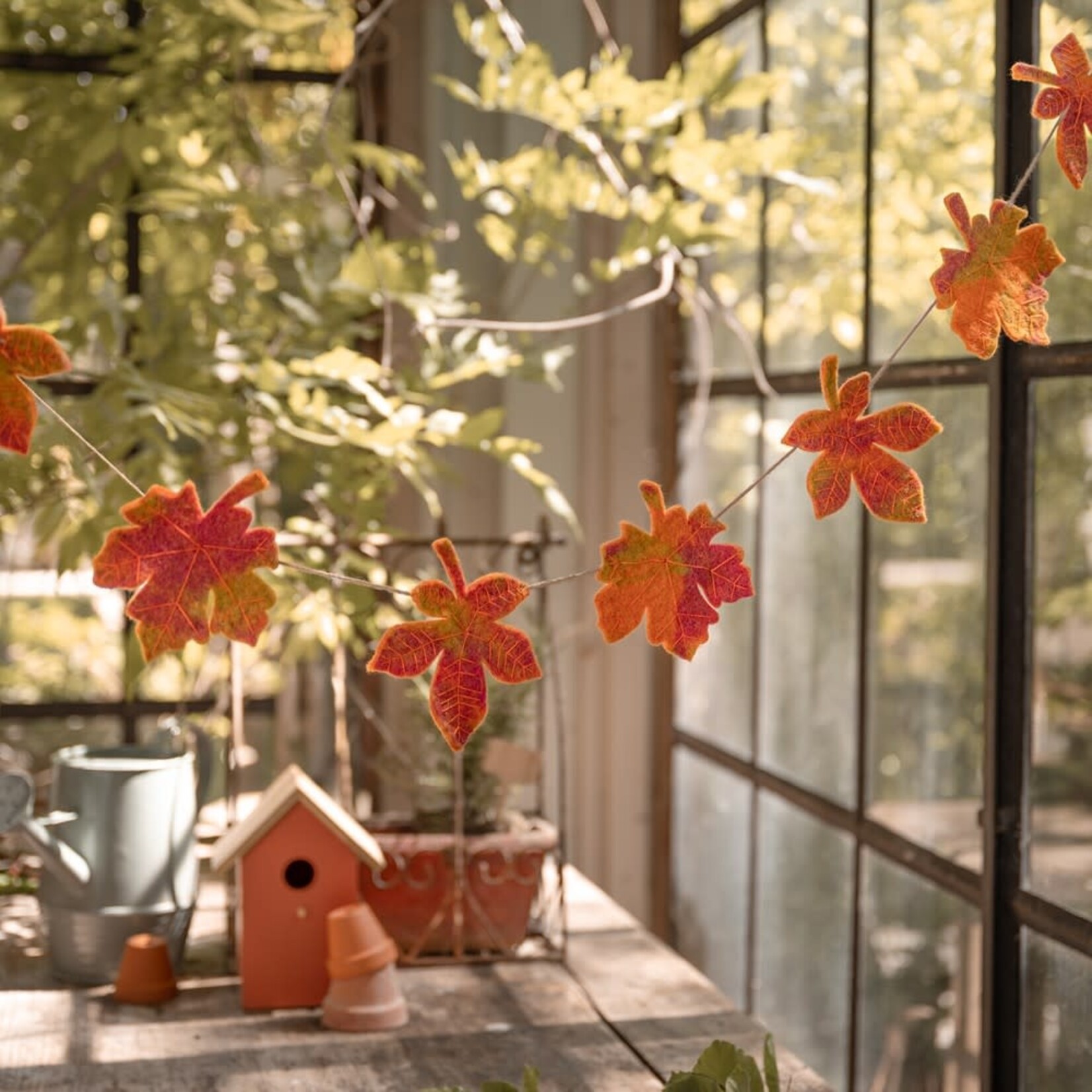 Fairmade Fairtrade Sjaal met Verhaal 145 cm Viltslinger Herfstblad Indian Summer