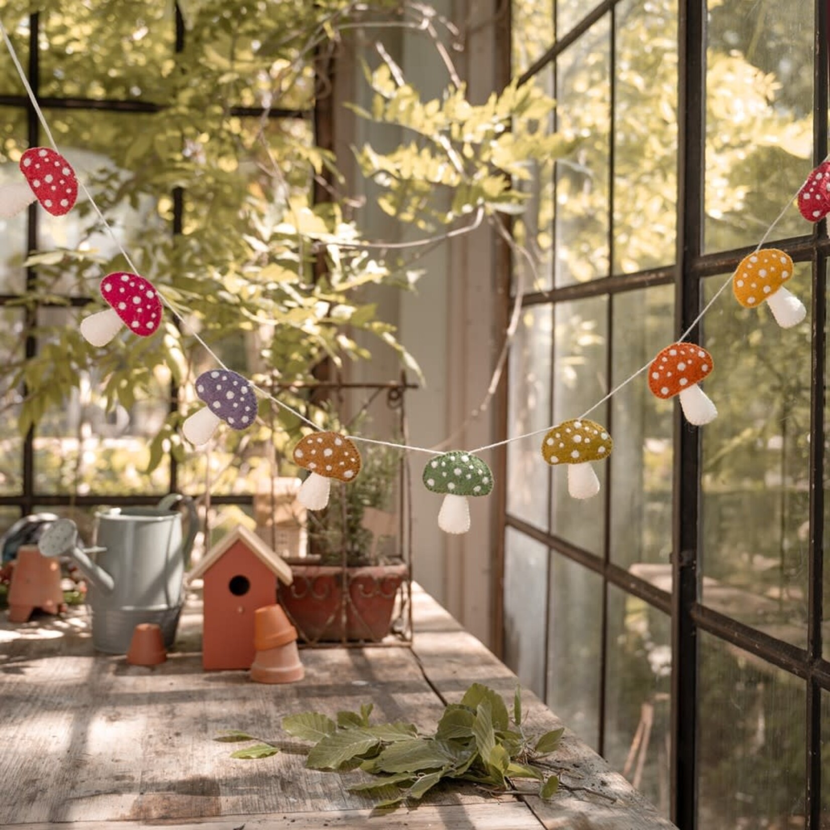 Fairmade Fairtrade Sjaal met Verhaal 145 cm Viltslinger Paddenstoel Indian Summer