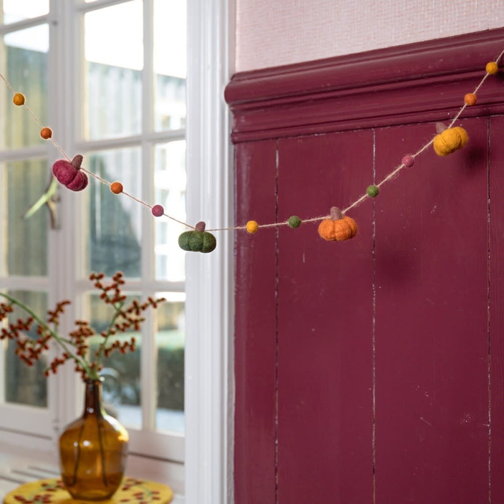 Fairmade Fairtrade Sjaal met Verhaal 120 cm Viltslinger Pompoen Herfsttinten
