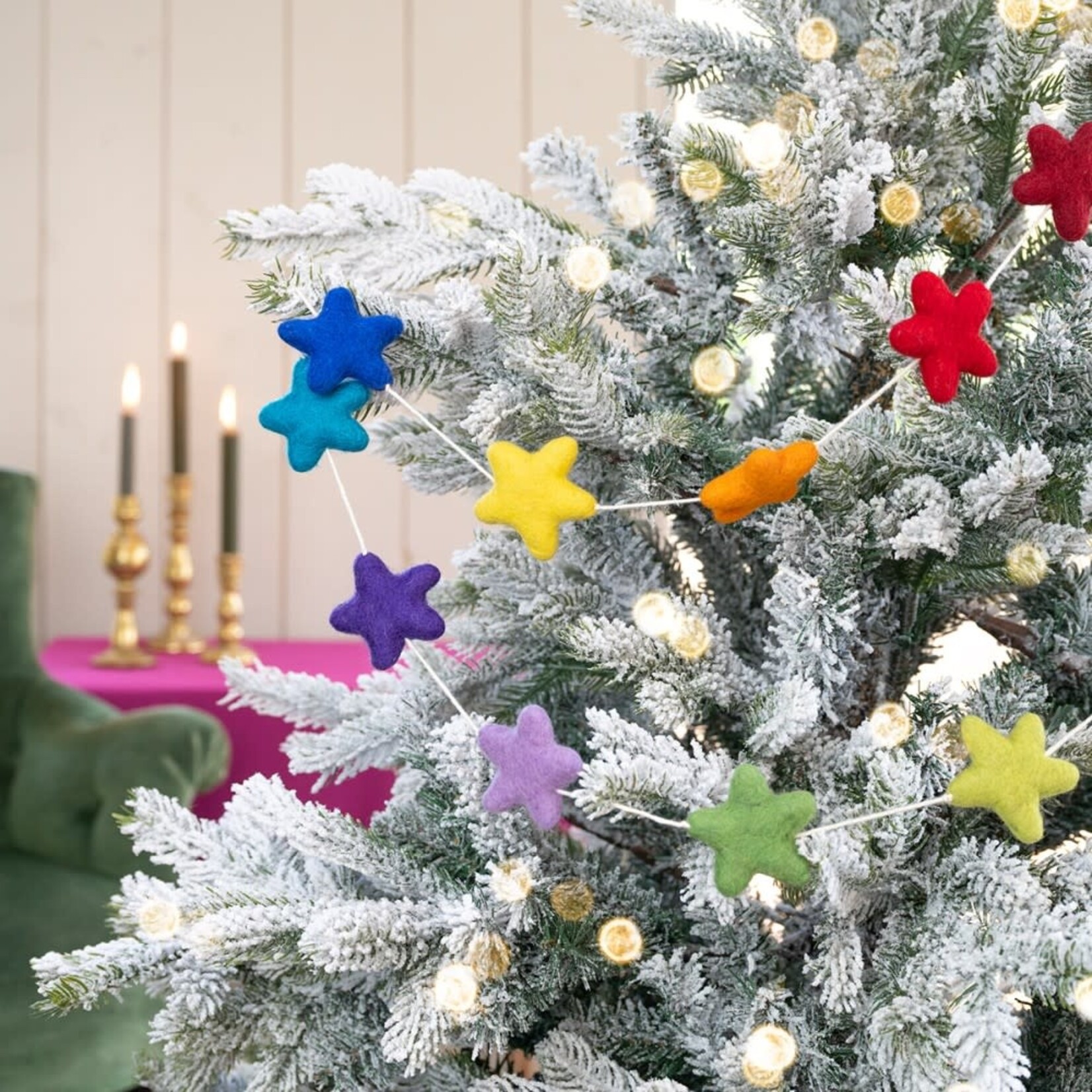 Fairmade Fairtrade voor Sjaal met Verhaal Sjaal met Verhaal 120 cm Viltslinger Ster Multicolor