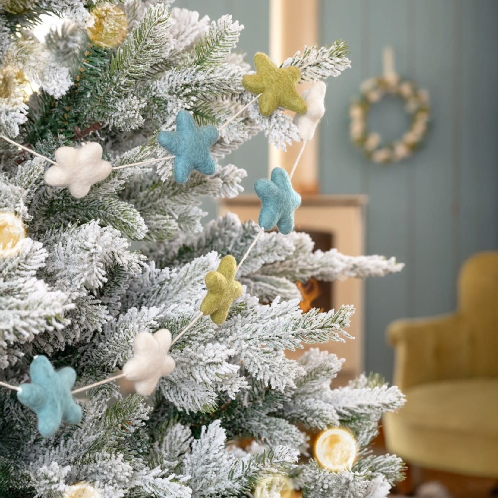 Fairmade Fairtrade Sjaal met Verhaal 150 cm Viltslinger Ster Winterwonderland