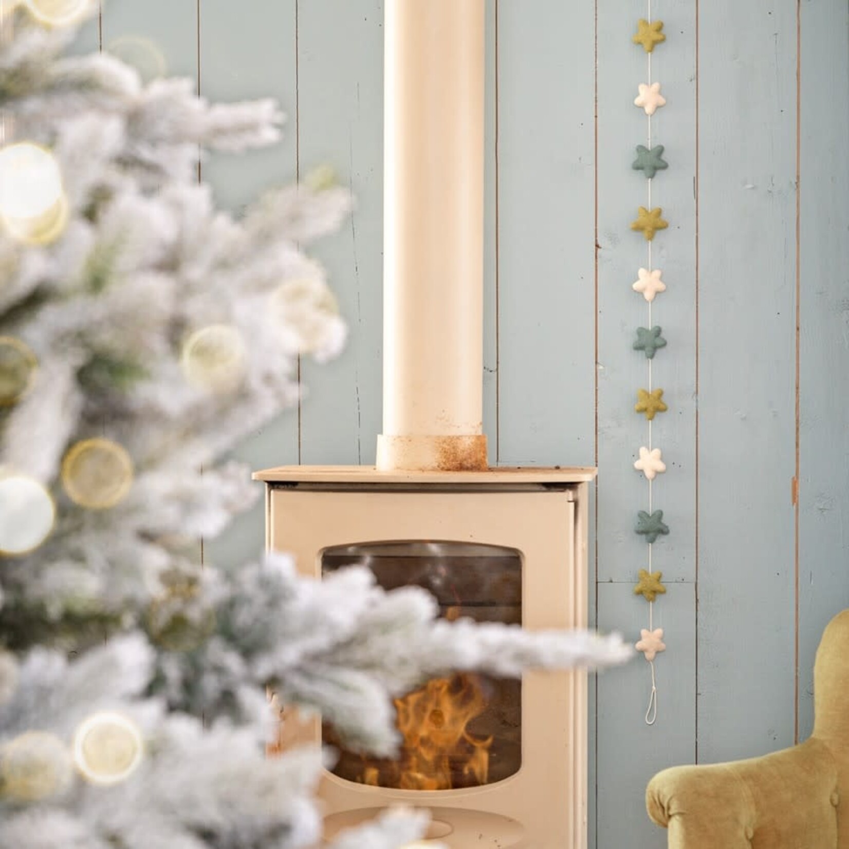 Fairmade Fairtrade Sjaal met Verhaal 150 cm Viltslinger Ster Winterwonderland