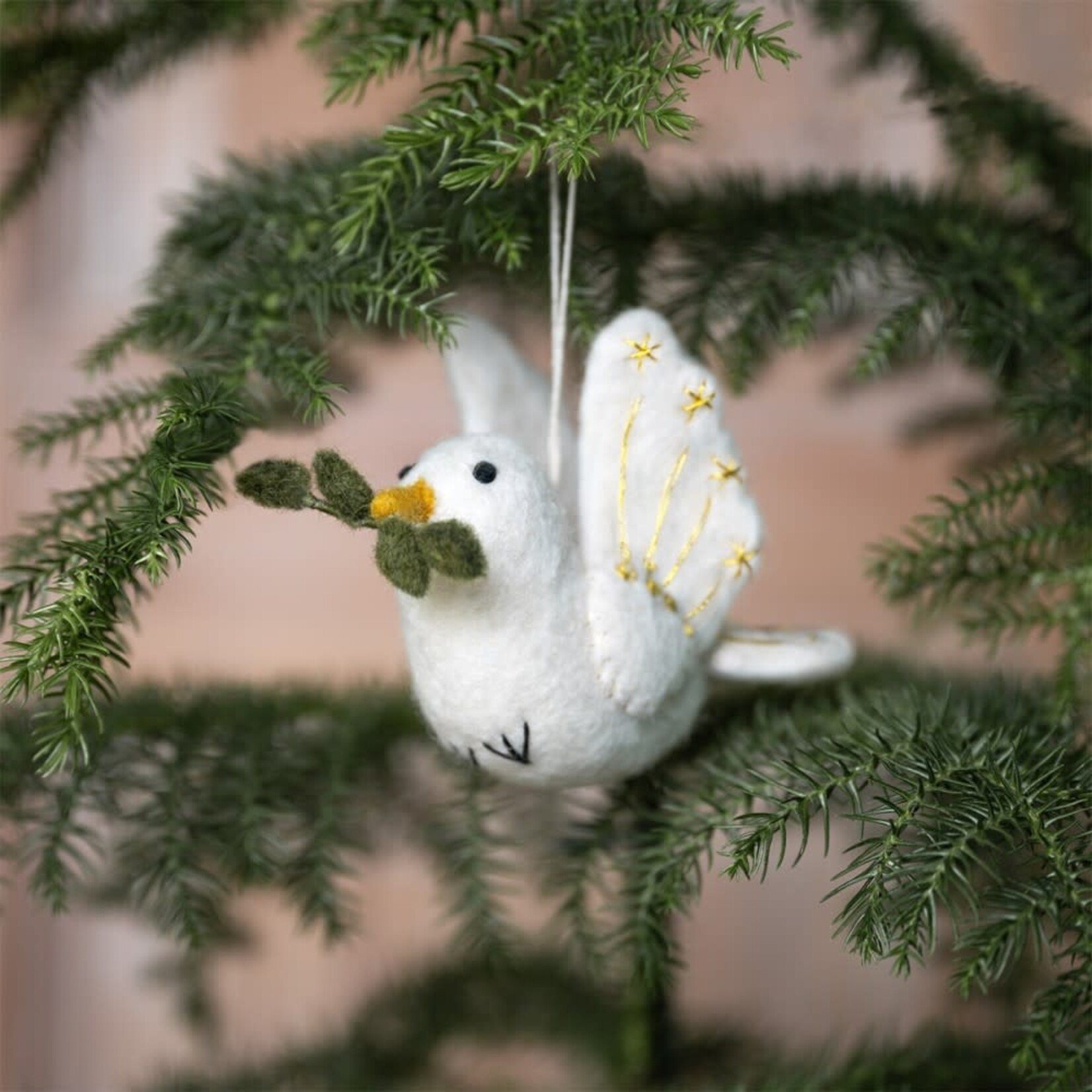 Fairmade Fairtrade Sjaal met Verhaal 12 cm Vredesduif goud met olijftakje