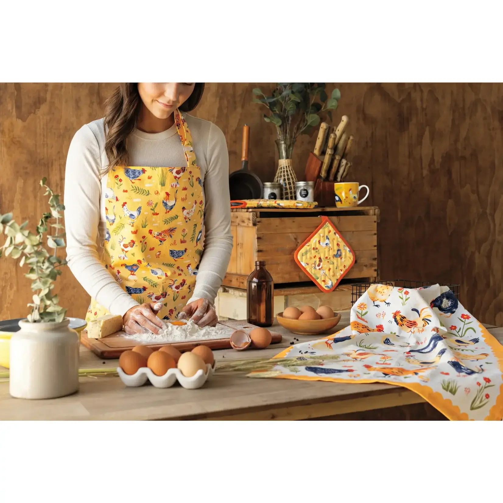 Diverse Merken Now Designs Free range Chef apron Keukenschort kippen Now Designs 502062