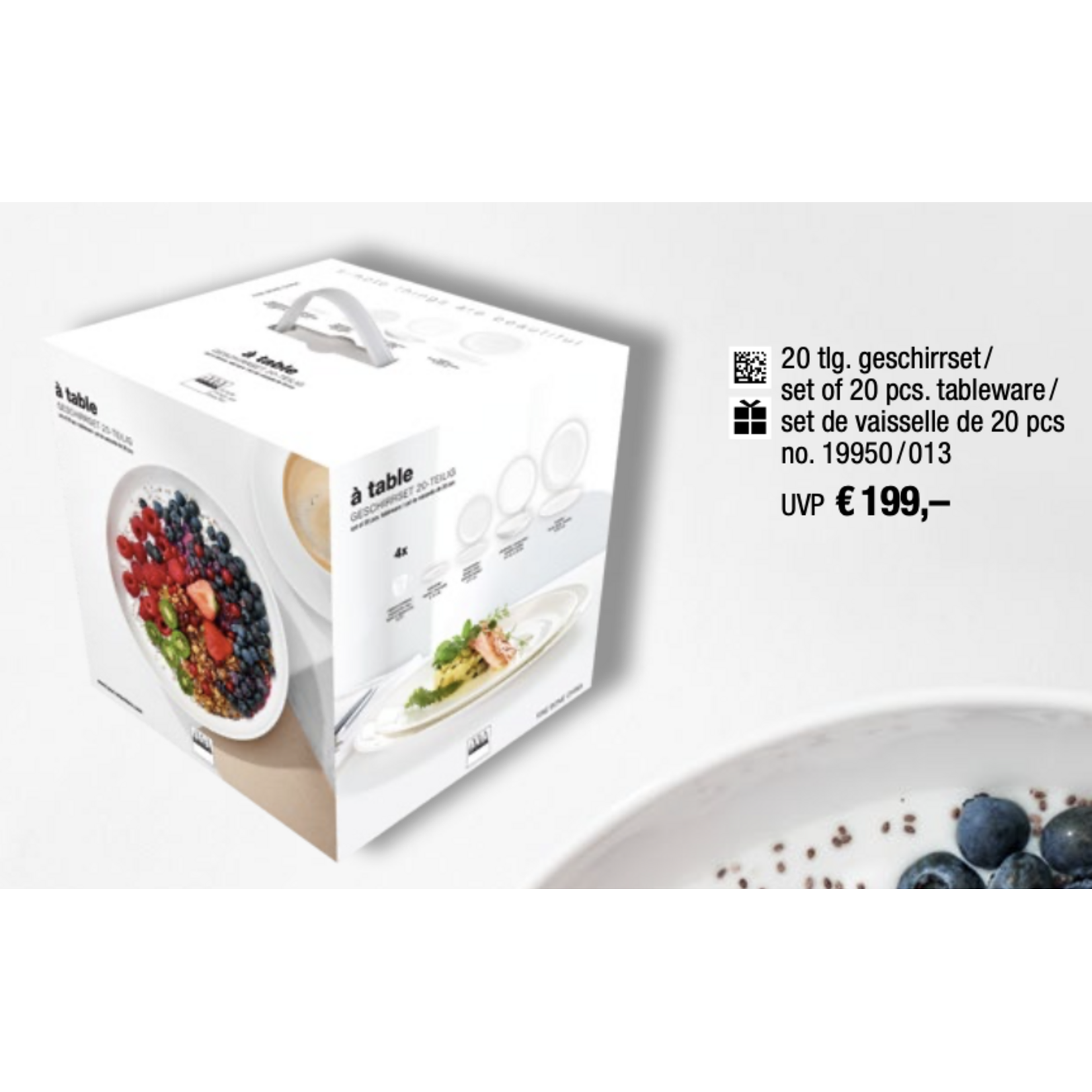 ASA Selection Asa a table 20 delige servies set, 4 cappuccino kop en 4 schotels, 4 dessertborden, 4 dinerborden, 4 pasta of soep of salade kommen Asa A table